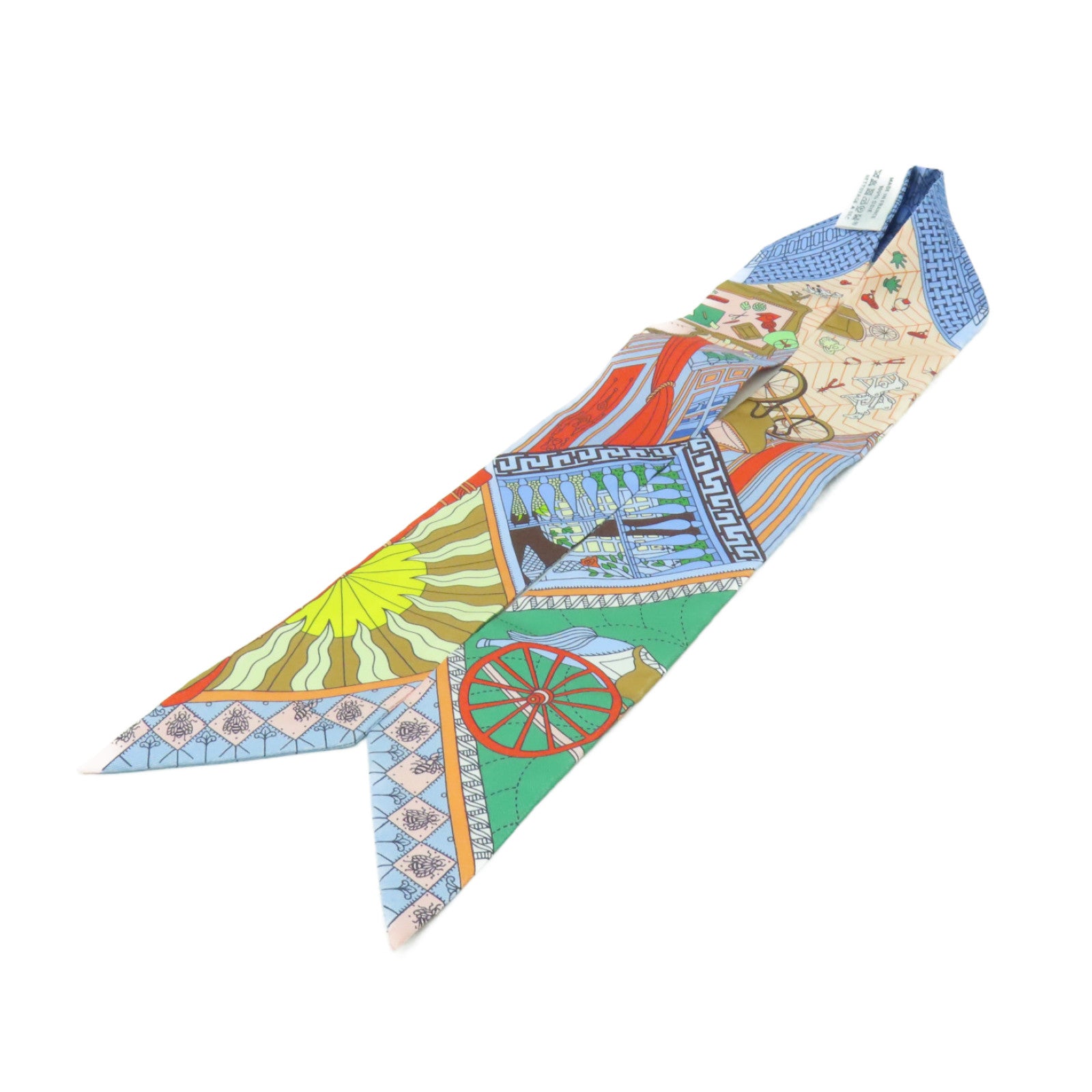 HERMES 【激減優惠】絲質Twilly絲巾藍色/彩色