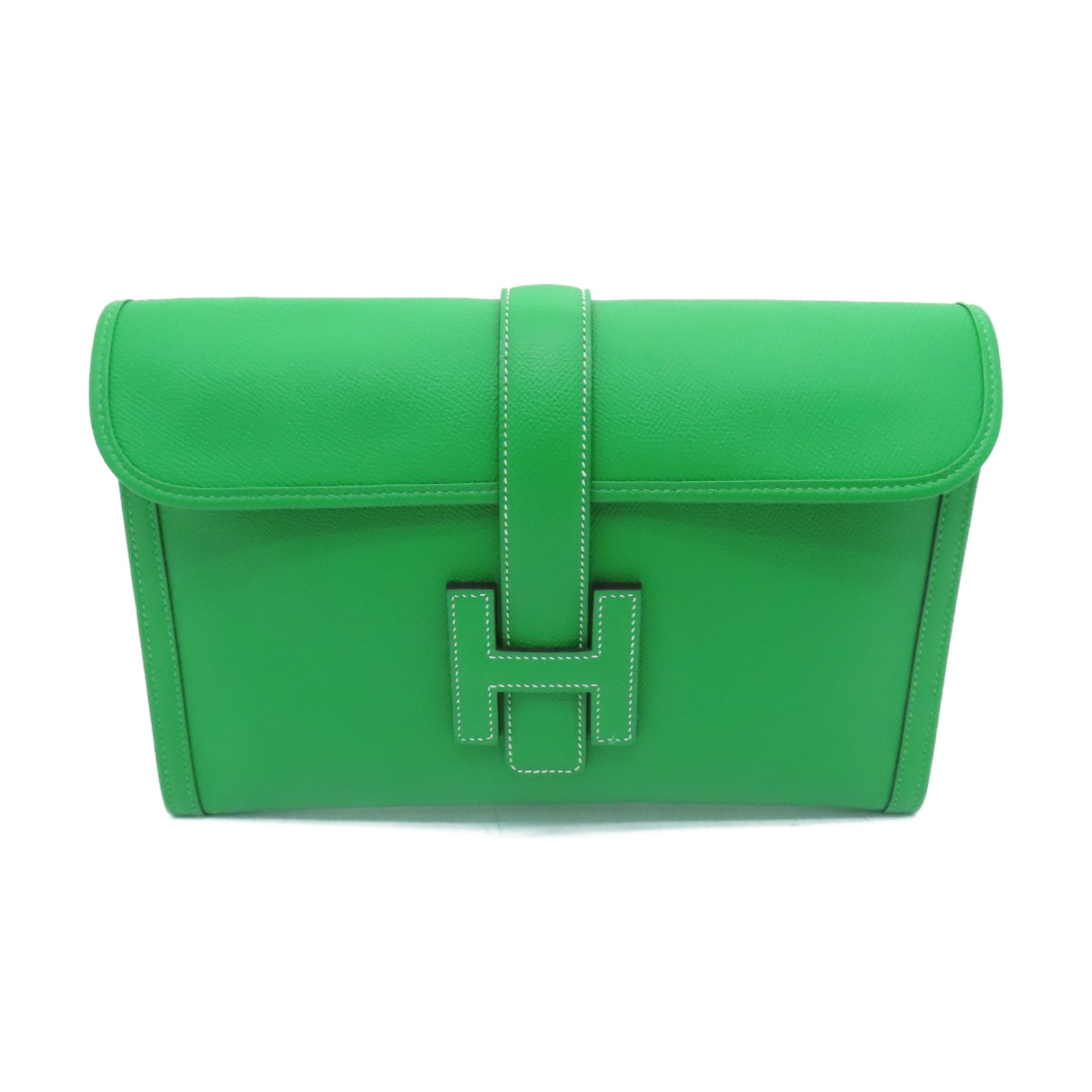 HERMES Epsom皮革Jije GM手拿包Bambou綠色
