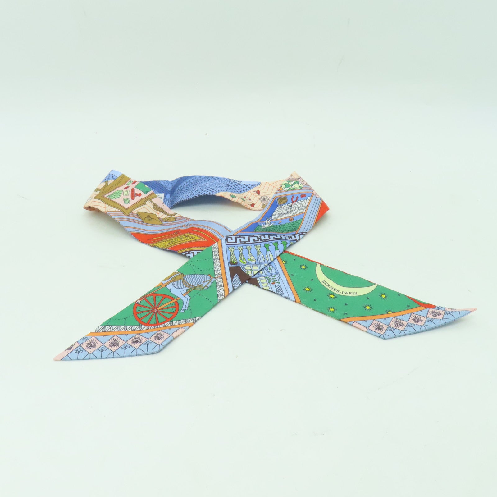 HERMES 【激減優惠】絲質Twilly絲巾藍色/彩色