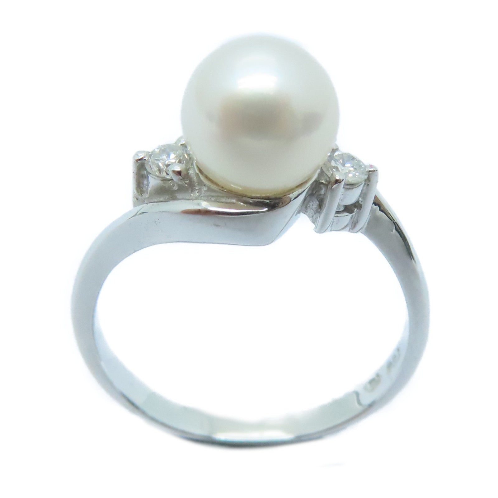 JEWELRY 【激減優惠】18K白金Pearl Ring珍珠戒指US#5.5