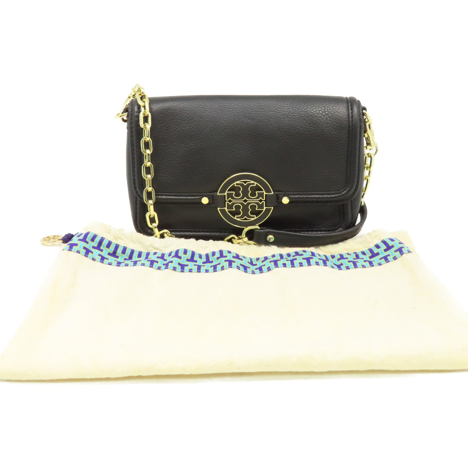 Tory Burch 牛皮皮革Chain Shoulder Bag鏈帶肩背袋黑色