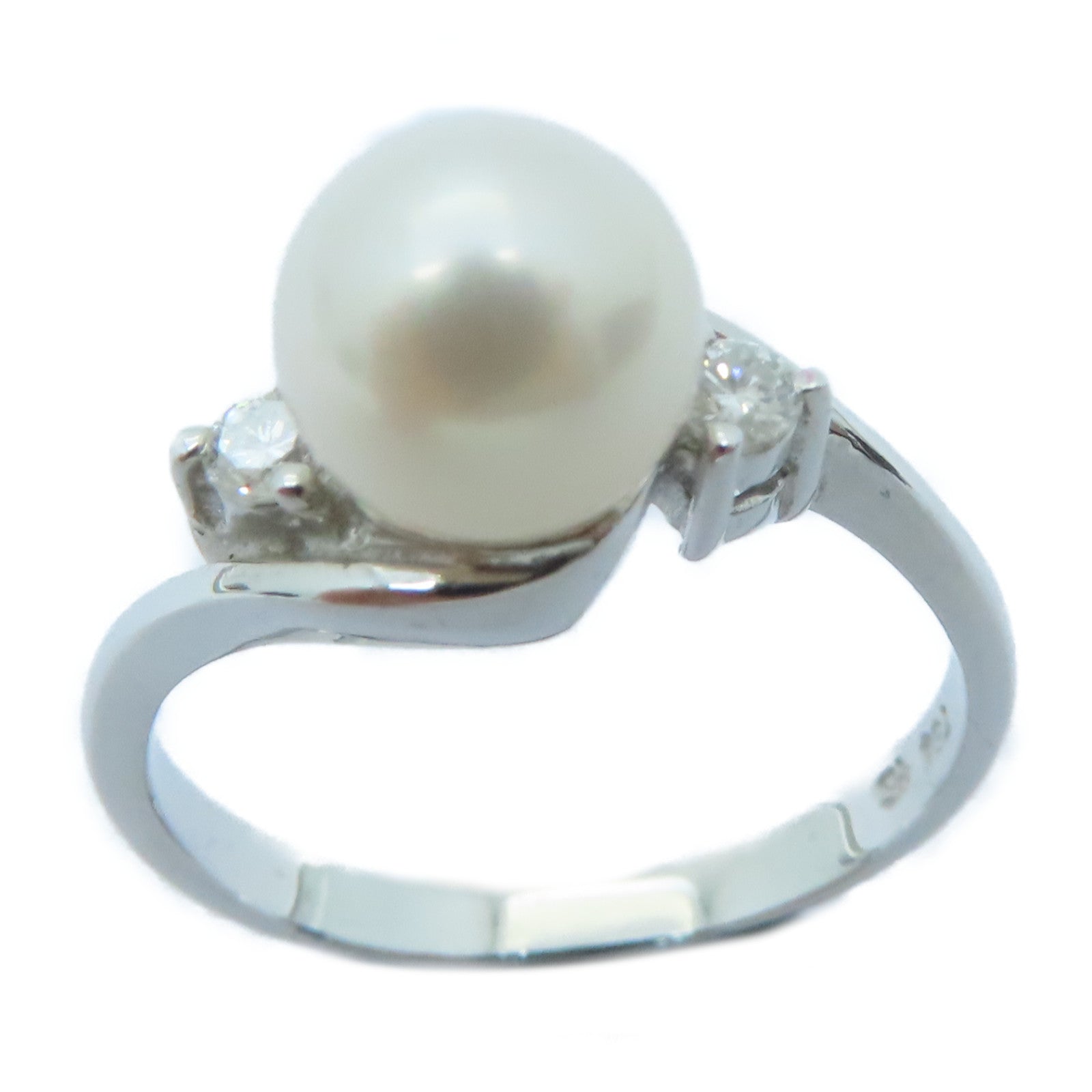 JEWELRY 【激減優惠】18K白金Pearl Ring珍珠戒指US#5.5
