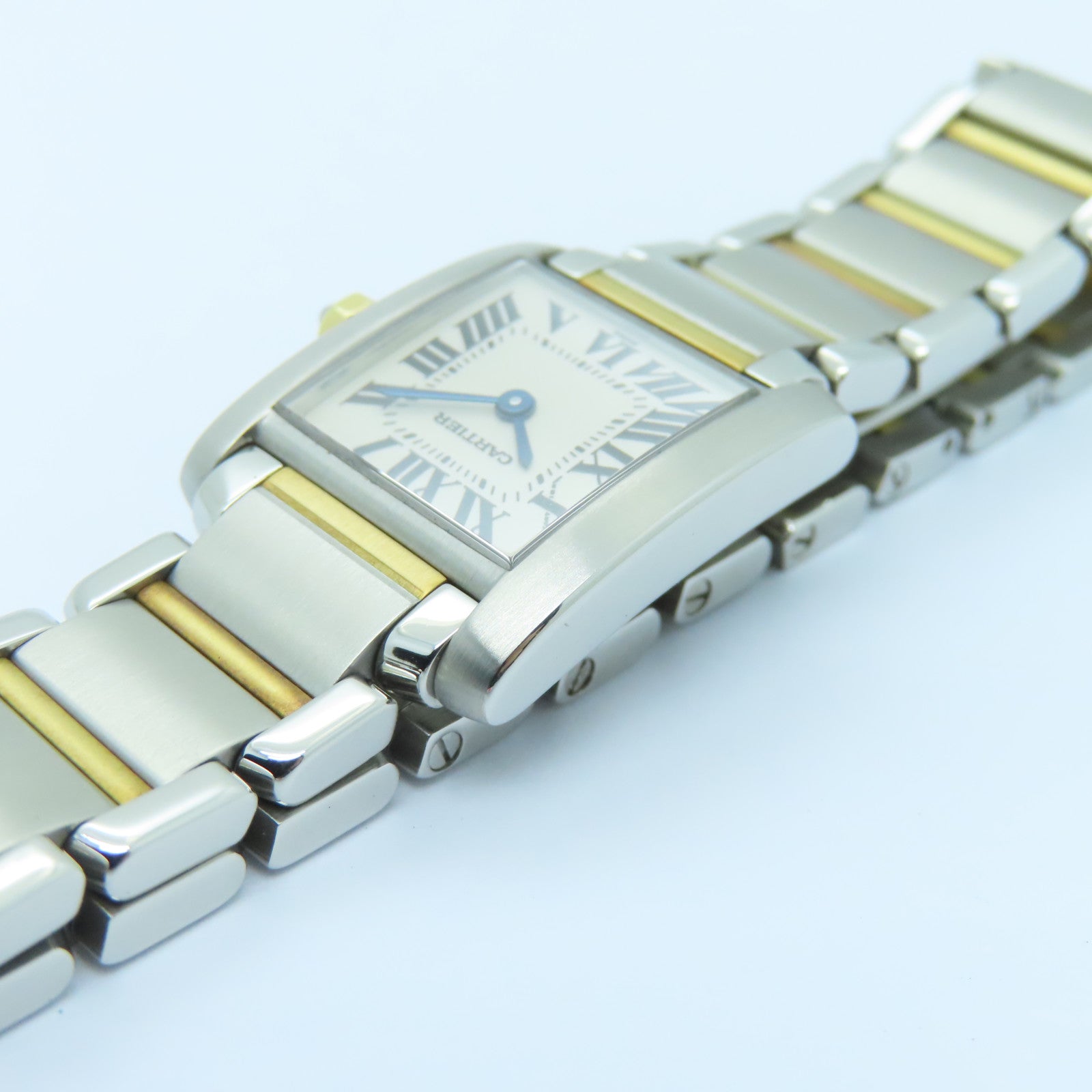 CARTIER Tank Francaise Stainless Steel/18K Watch Quartz Movement White