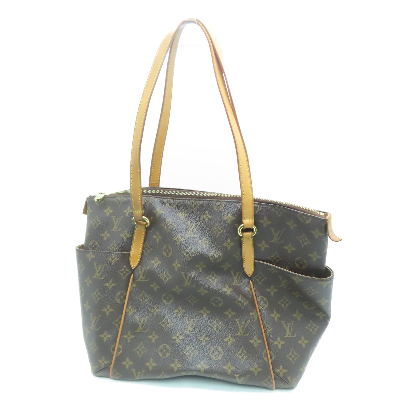 LOUIS VUITTON Monogram Totally MM金扣手挽袋棕色