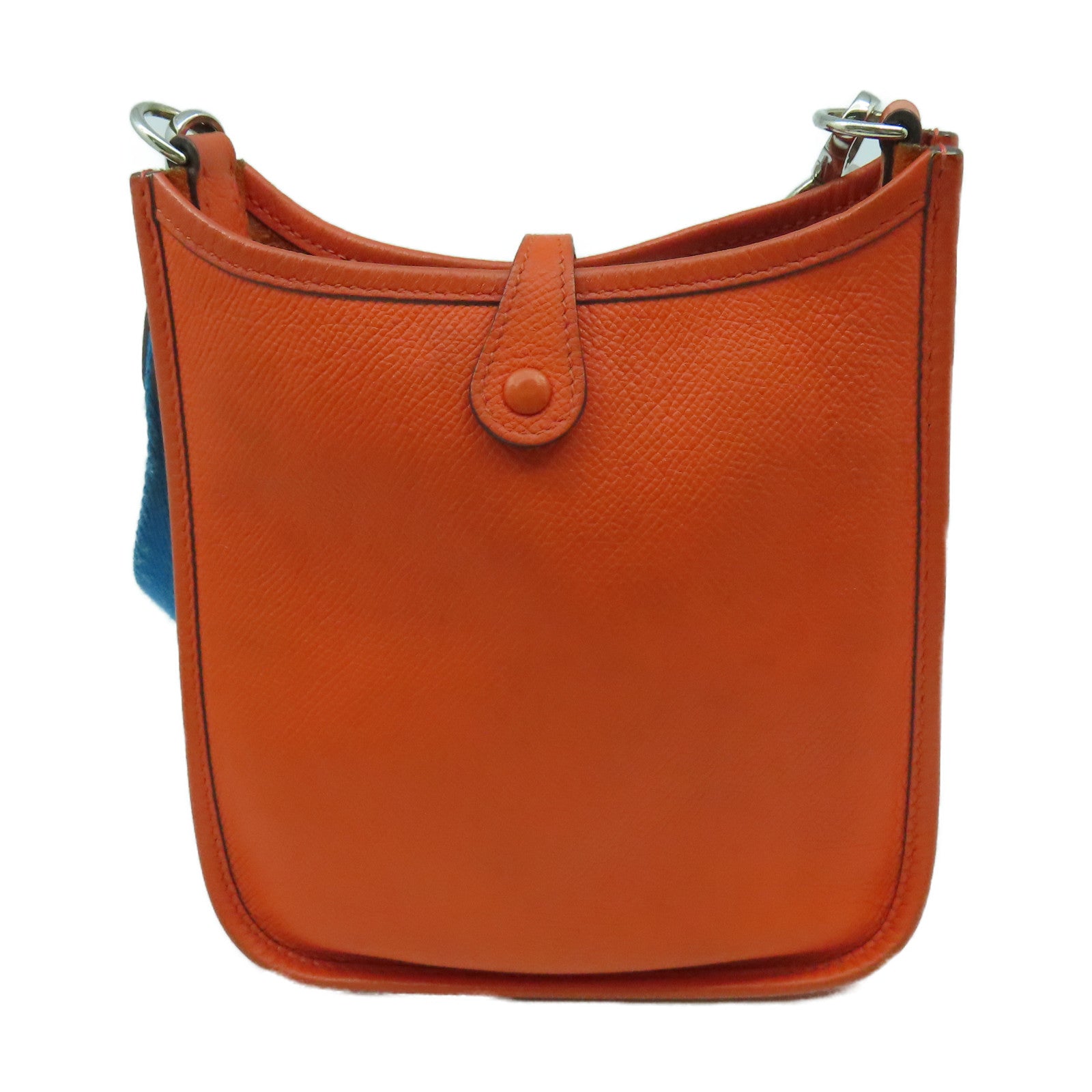 HERMES Epsom皮革Evelyne TPM銀扣肩背袋橙色
