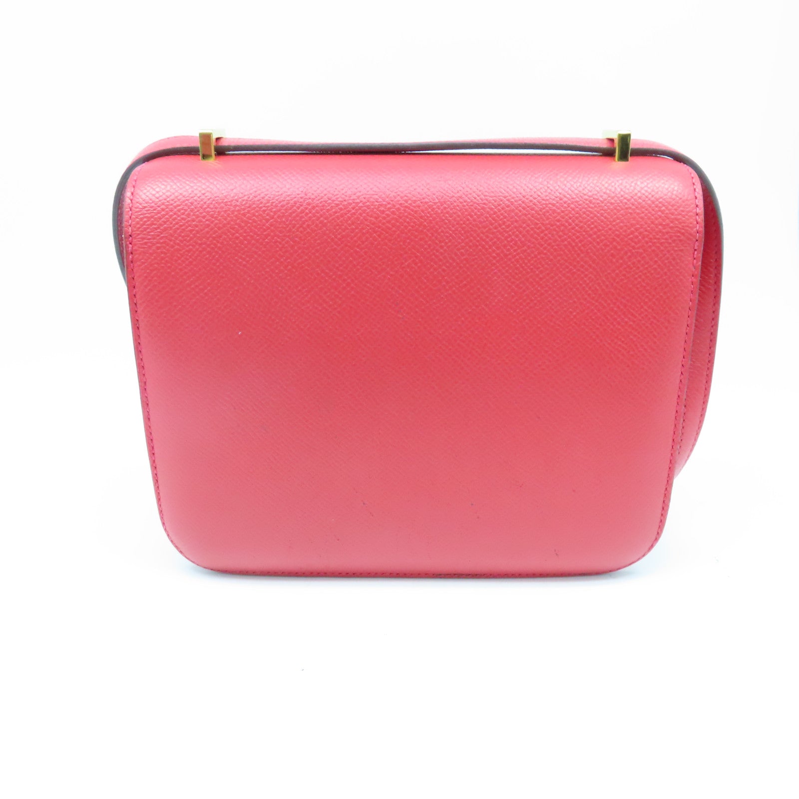 HERMES Epsom皮革Constance Mini Shoulder Bag金扣肩背袋紅色T5