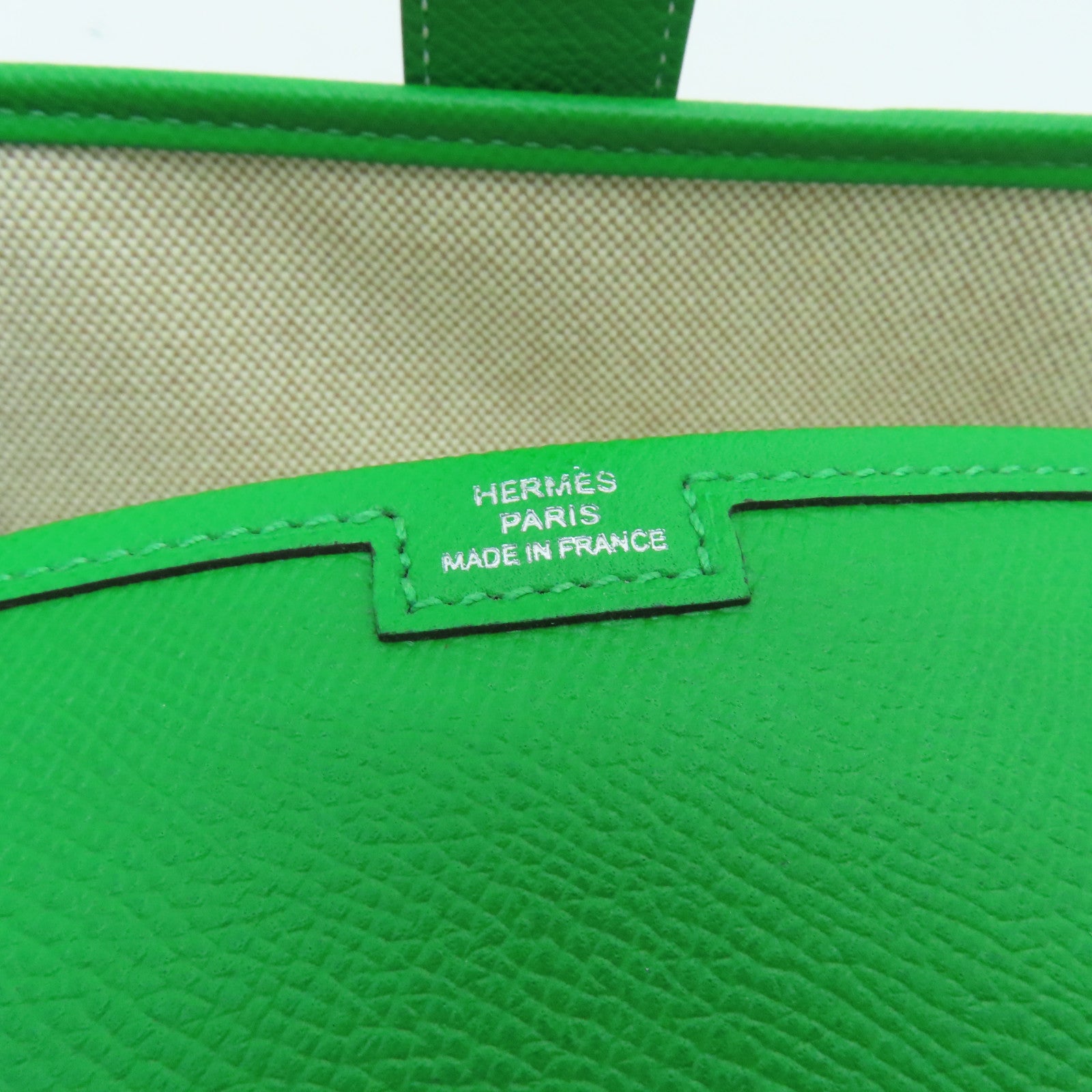HERMES Epsom皮革Jije GM手拿包Bambou綠色