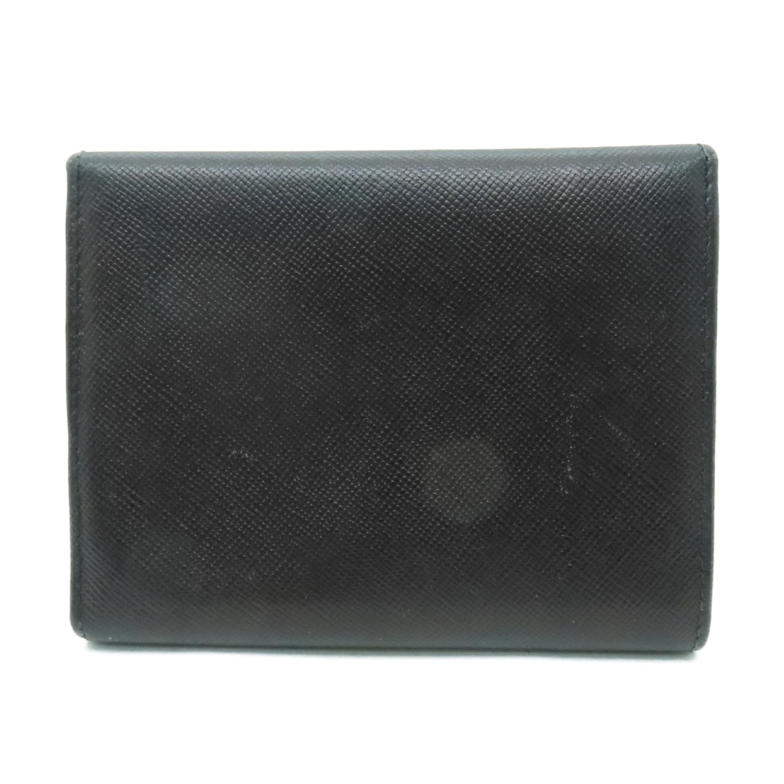 PRADA Saffiano皮革Three-fold Wallet銀扣錢包黑色