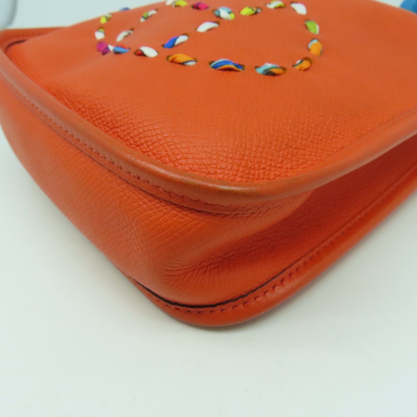 HERMES Epsom皮革Evelyne TPM銀扣肩背袋橙色
