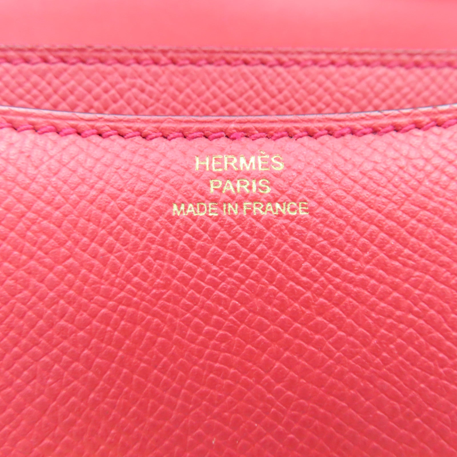 HERMES Epsom皮革Constance Mini Shoulder Bag金扣肩背袋紅色T5