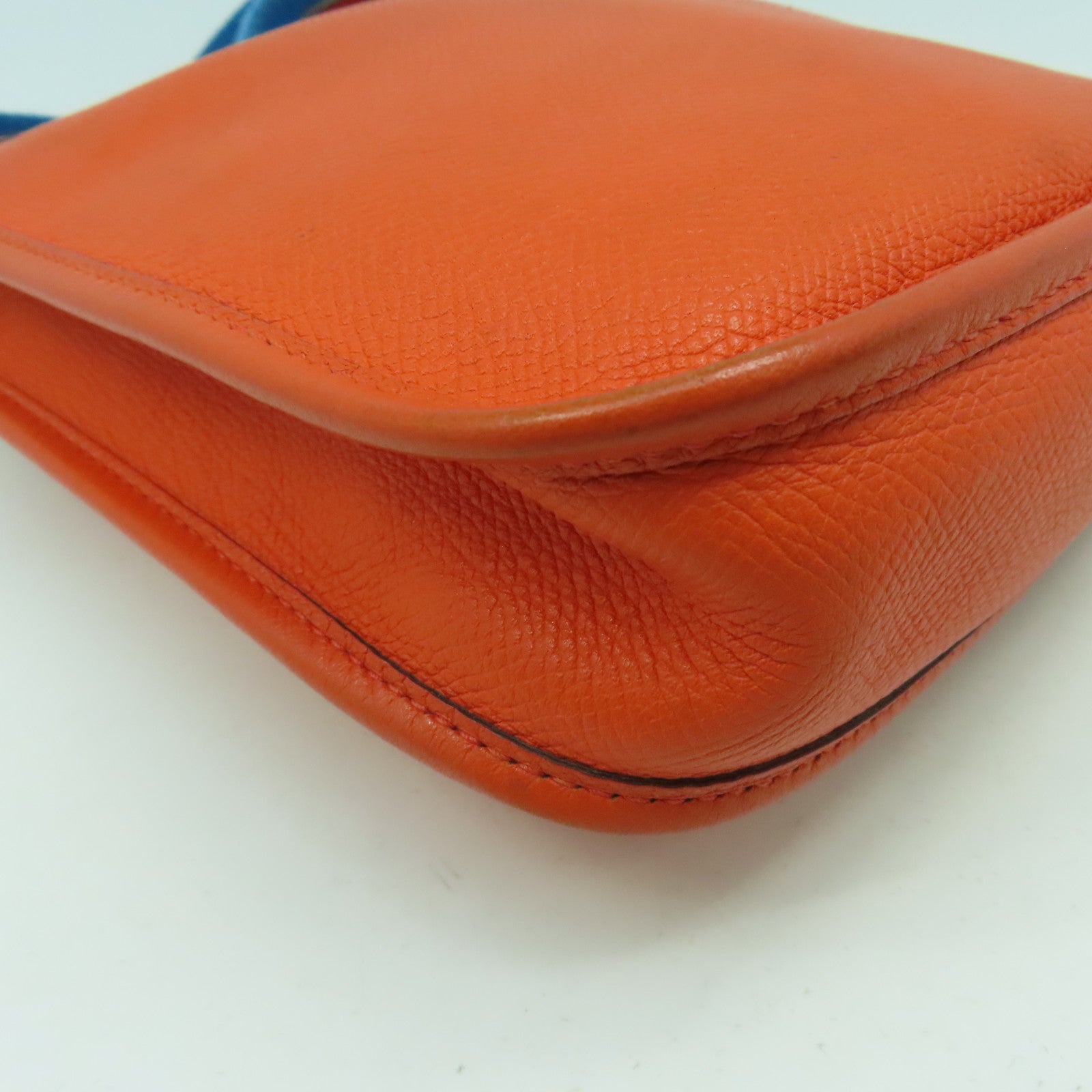 HERMES Epsom皮革Evelyne TPM銀扣肩背袋橙色
