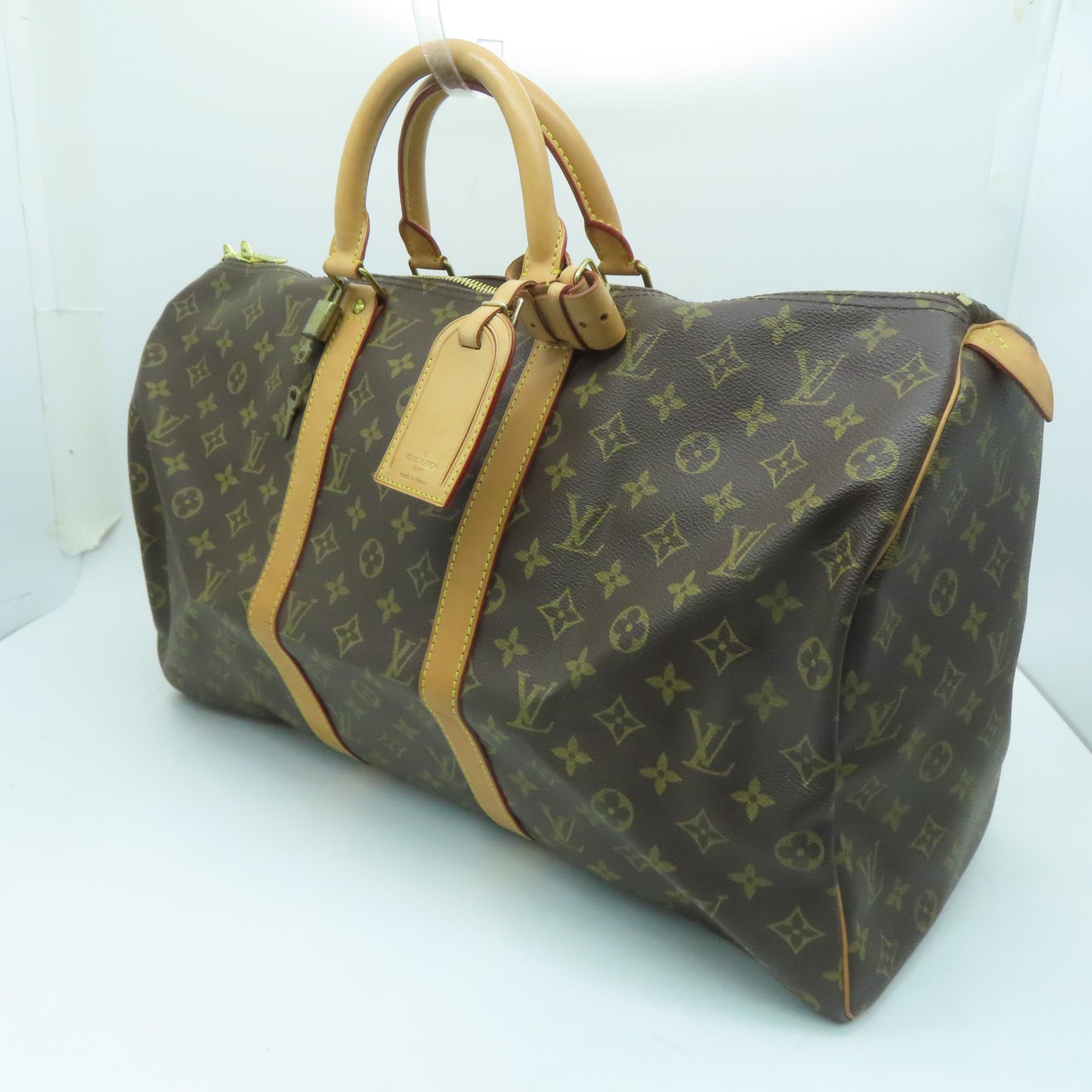 LOUIS VUITTON Monogram Keepall 50金扣波士頓包啡色