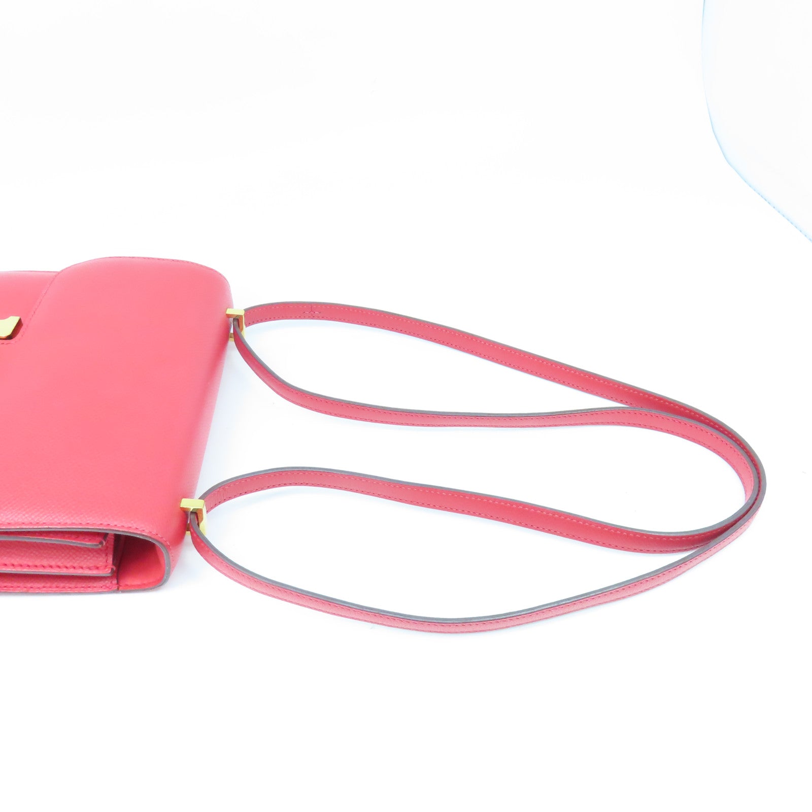 HERMES Epsom皮革Constance Mini Shoulder Bag金扣肩背袋紅色T5