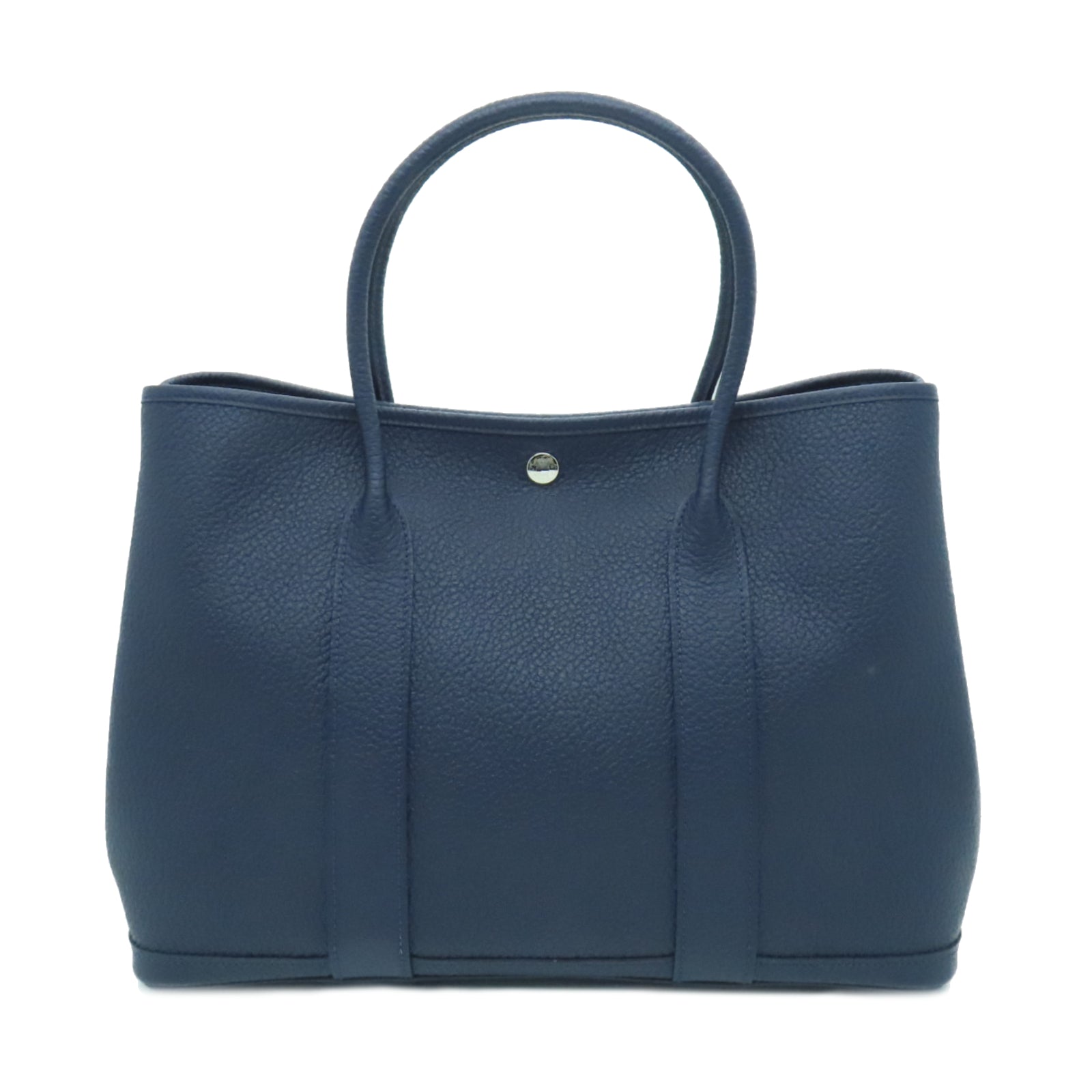 HERMES Country皮革Garden Party PM銀扣手挽袋Bleusaphir深藍色