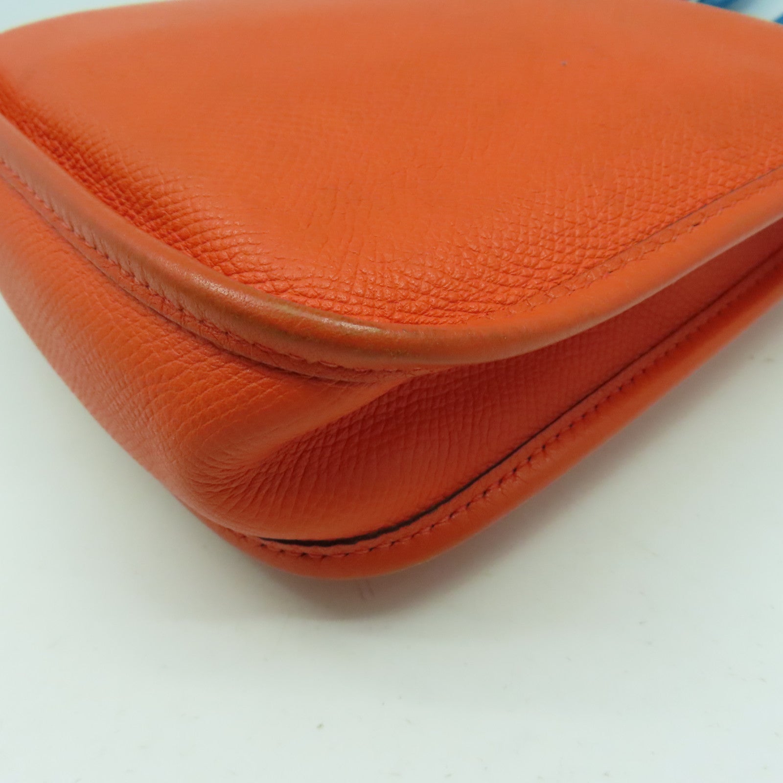 HERMES Epsom皮革Evelyne TPM銀扣肩背袋橙色