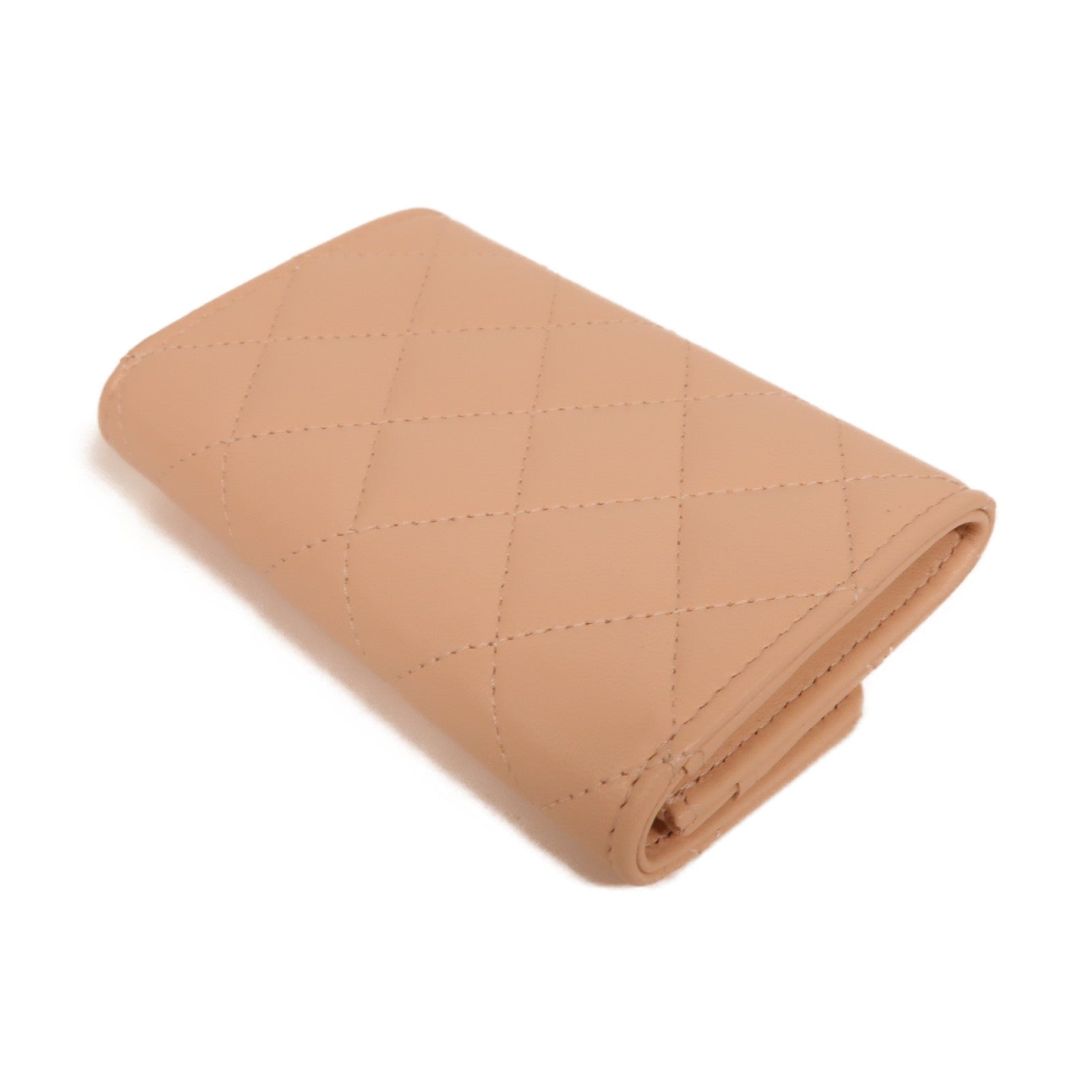 CHANEL 菱格羊皮皮革Card Case銀扣卡片套粉紅色