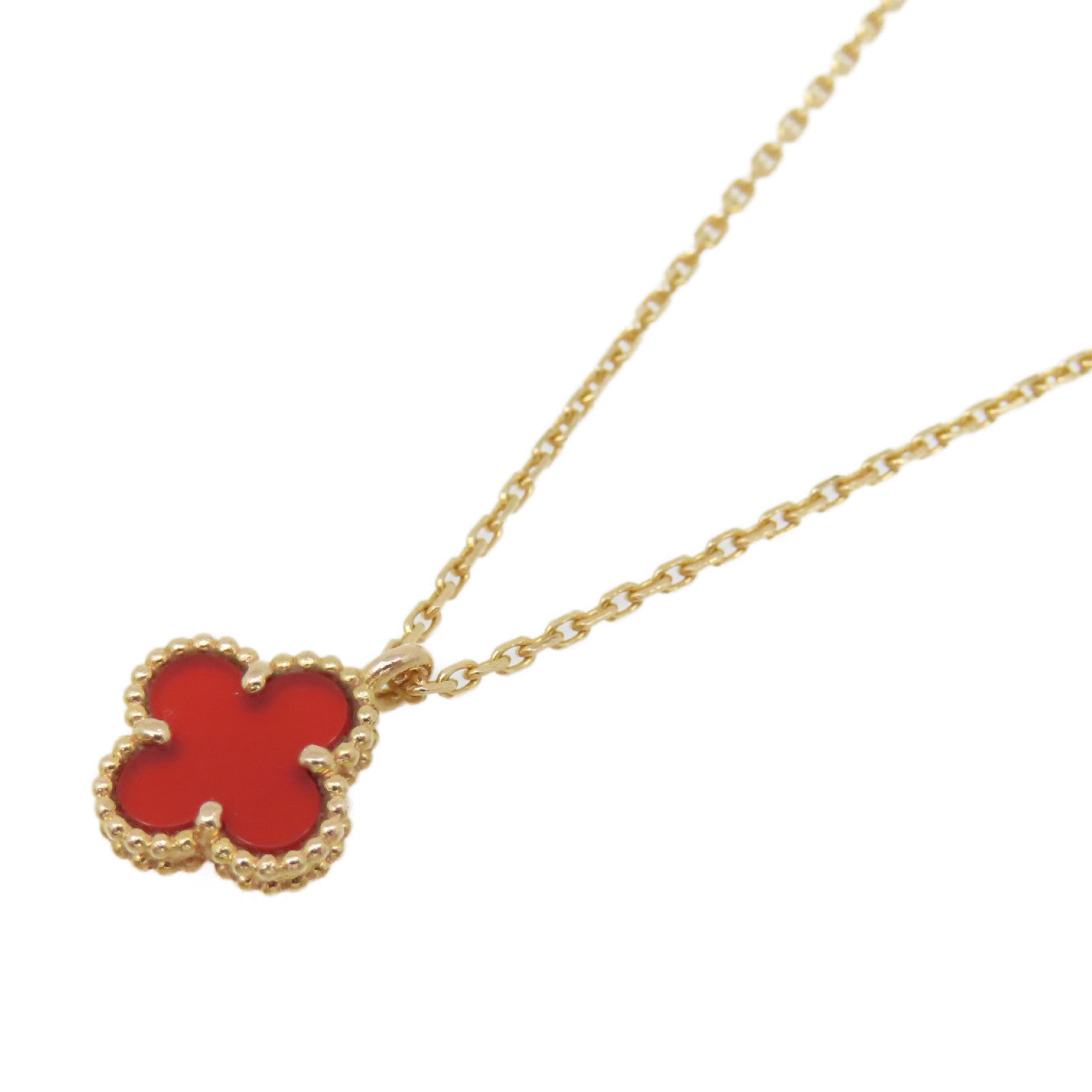 Van Cleef & Arpels 18K黃金/紅玉髓Sweet Alhambra Necklace項鏈紅色/金色