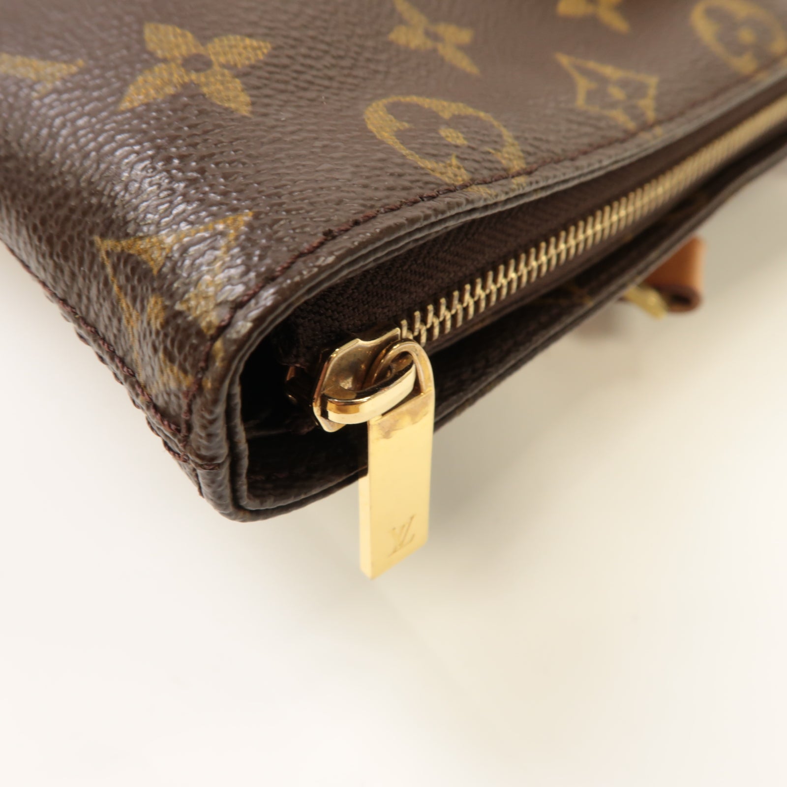 LOUIS VUITTON Monogram Cabas Mezzo金扣肩背袋啡色