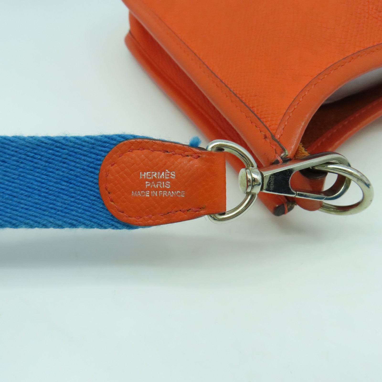HERMES Epsom皮革Evelyne TPM銀扣肩背袋橙色