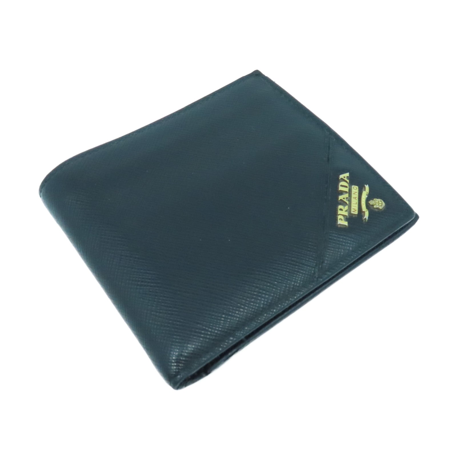 PRADA 牛皮皮革Wallet金扣長錢包黑色
