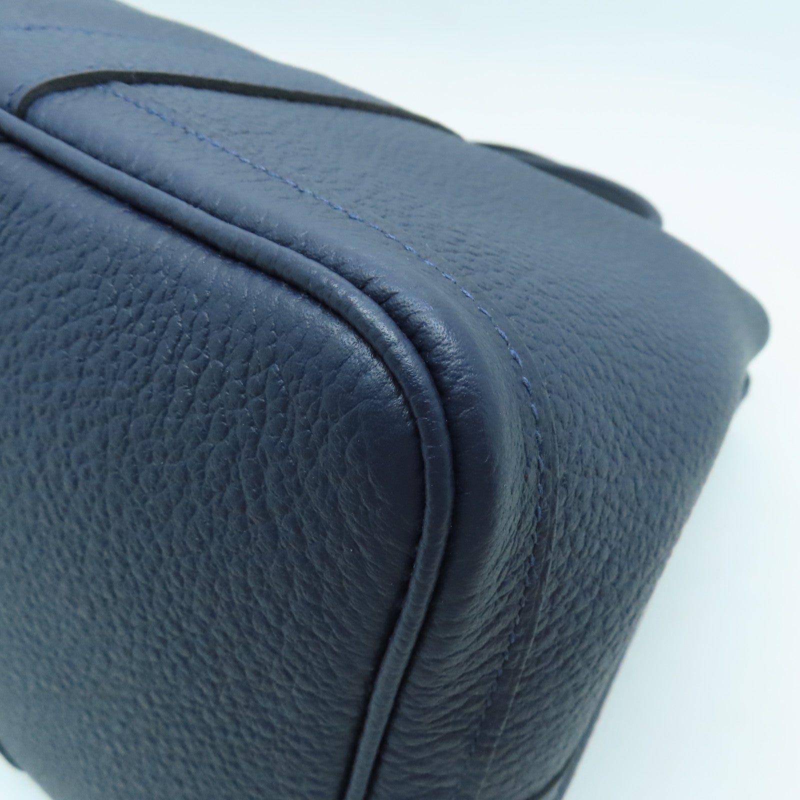 HERMES Country皮革Garden Party PM銀扣手挽袋Bleusaphir深藍色