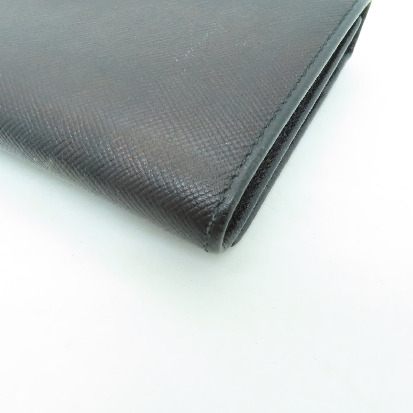 PRADA Saffiano皮革Three-fold Wallet銀扣錢包黑色