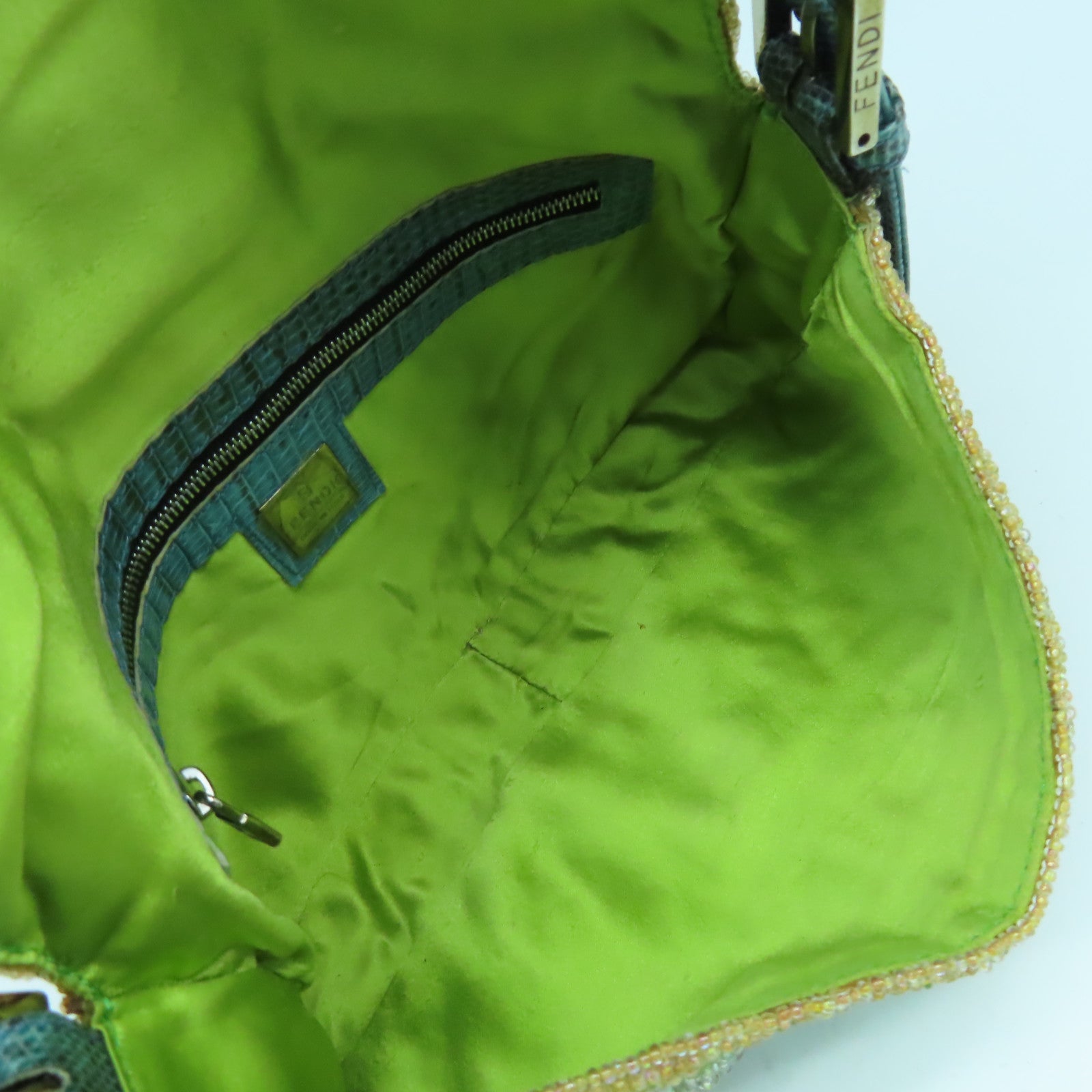 FENDI 珠子/蜥蝪皮革Shoulder Bag金扣/銀扣肩背袋彩色