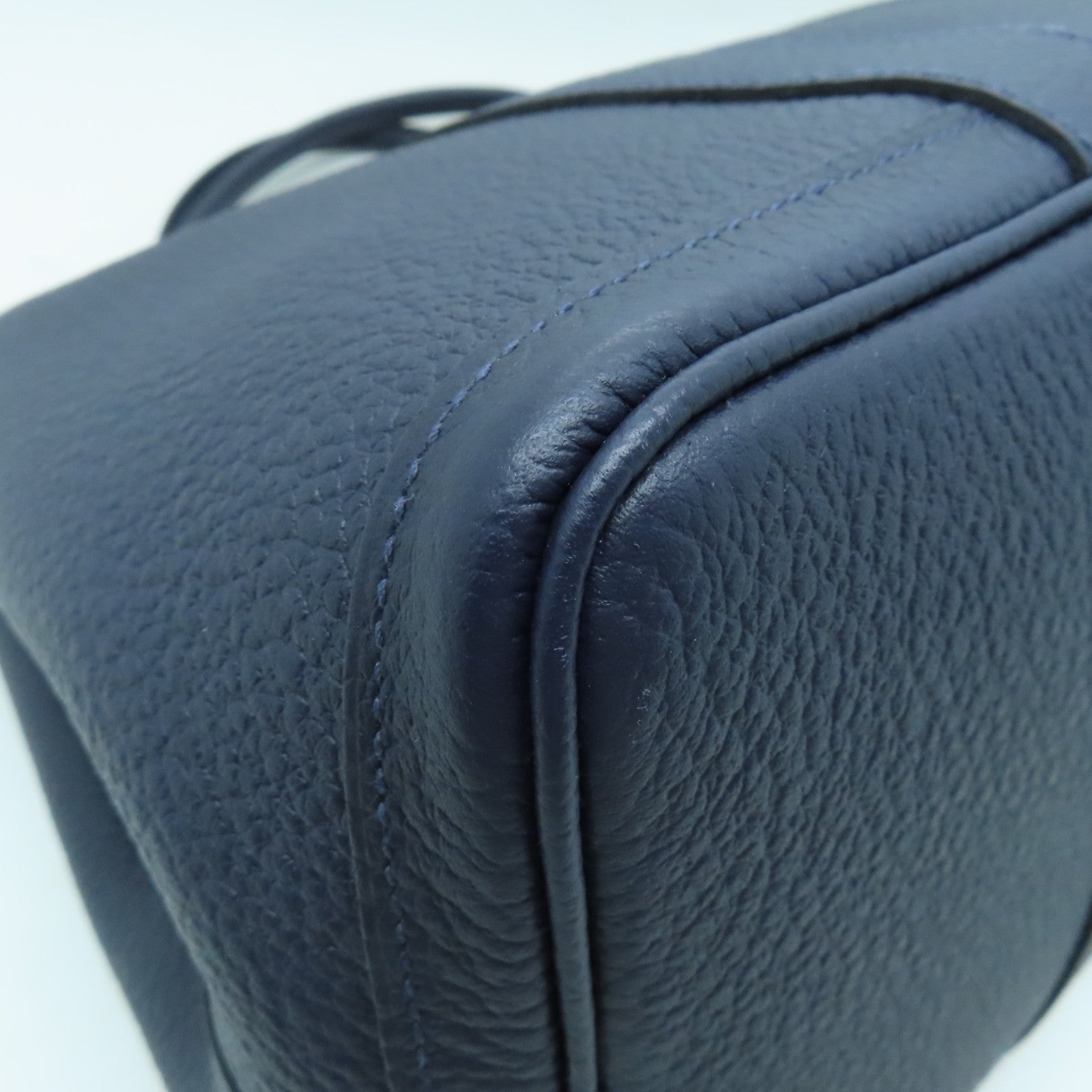 HERMES Country皮革Garden Party PM銀扣手挽袋Bleusaphir深藍色