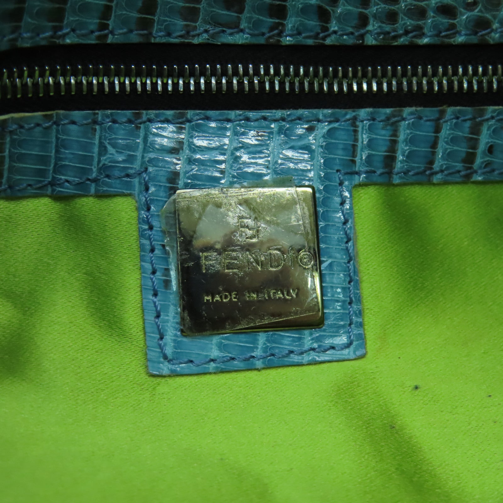 FENDI 珠子/蜥蝪皮革Shoulder Bag金扣/銀扣肩背袋彩色