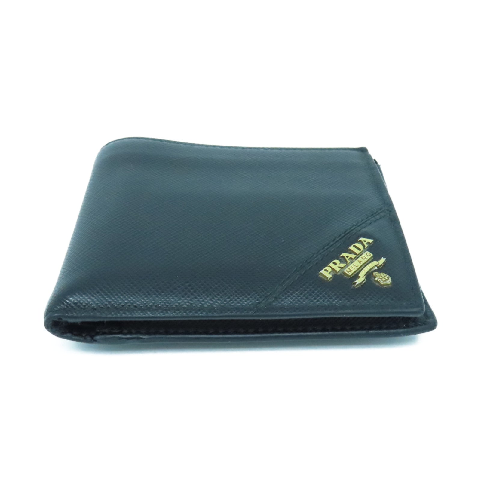 PRADA 牛皮皮革Wallet金扣長錢包黑色