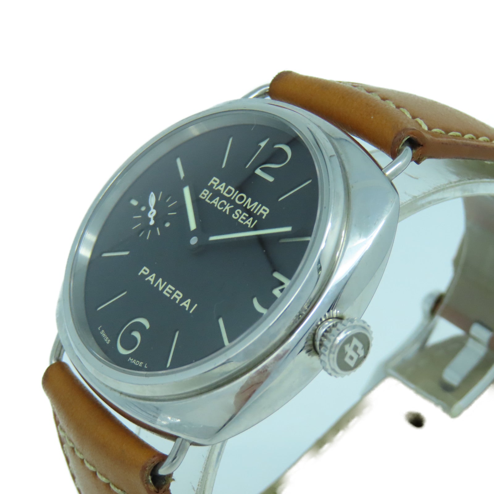 PANERAI Radiomir不鏽鋼/皮革手錶黑色#20cm