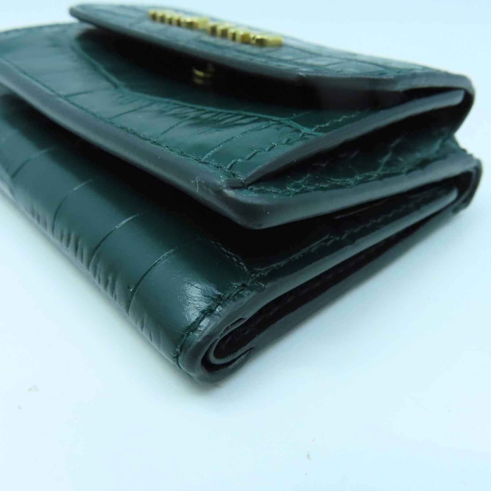 Miu Miu 牛皮皮革Three-Fold Wallet銀扣錢包綠色