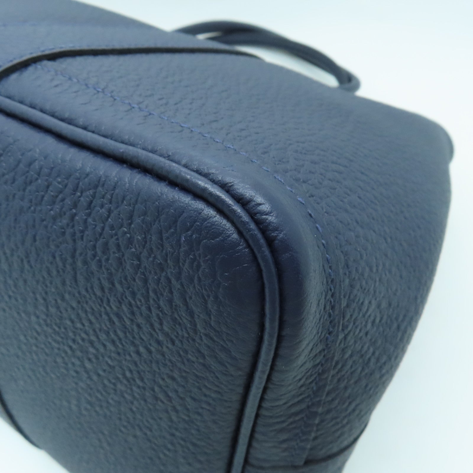 HERMES Country皮革Garden Party PM銀扣手挽袋Bleusaphir深藍色