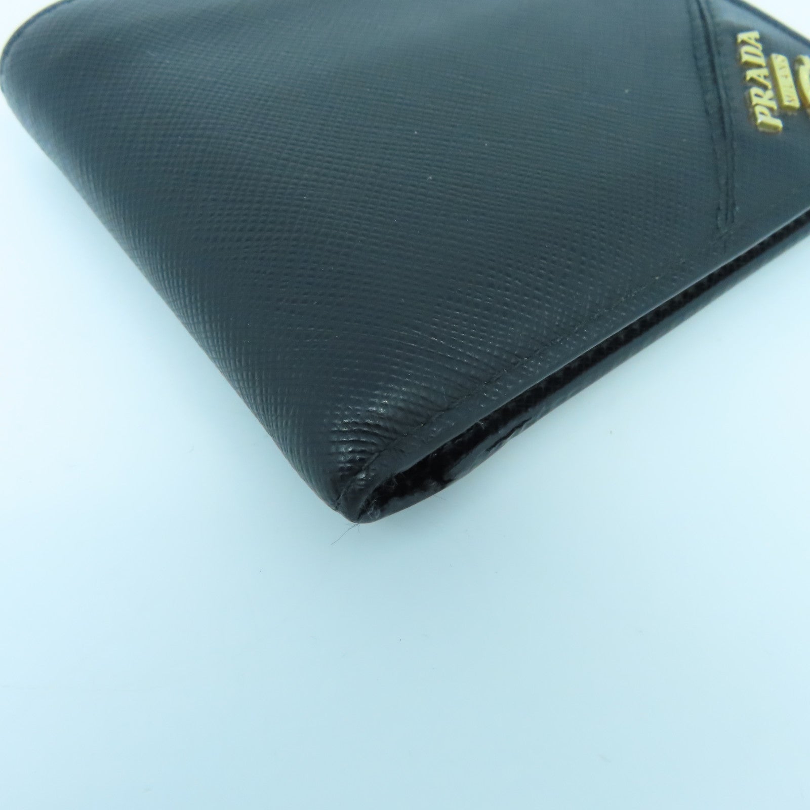 PRADA 牛皮皮革Wallet金扣長錢包黑色