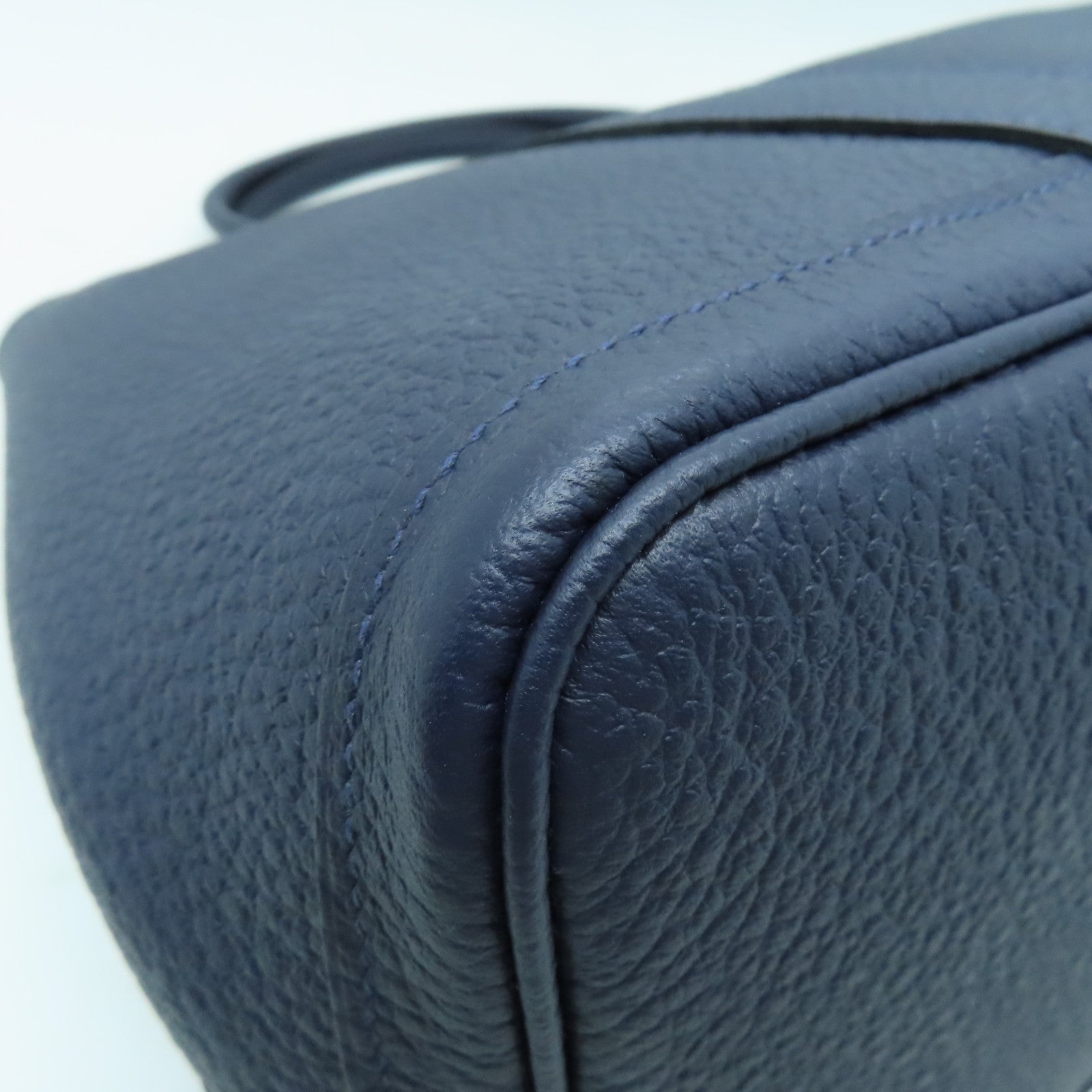 HERMES Country皮革Garden Party PM銀扣手挽袋Bleusaphir深藍色