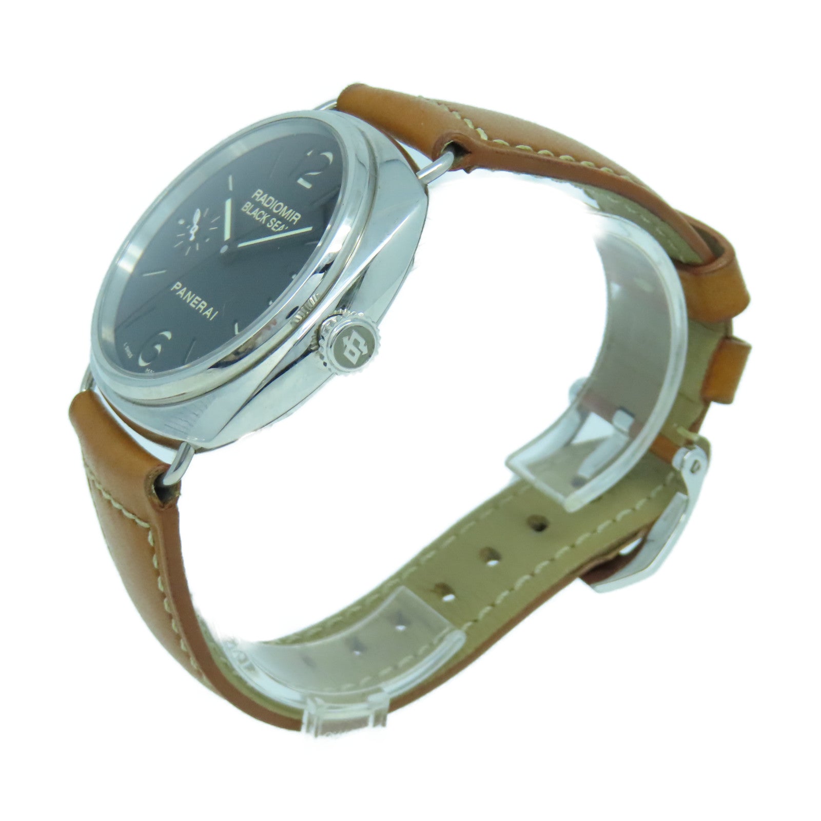 PANERAI Radiomir不鏽鋼/皮革手錶黑色#20cm