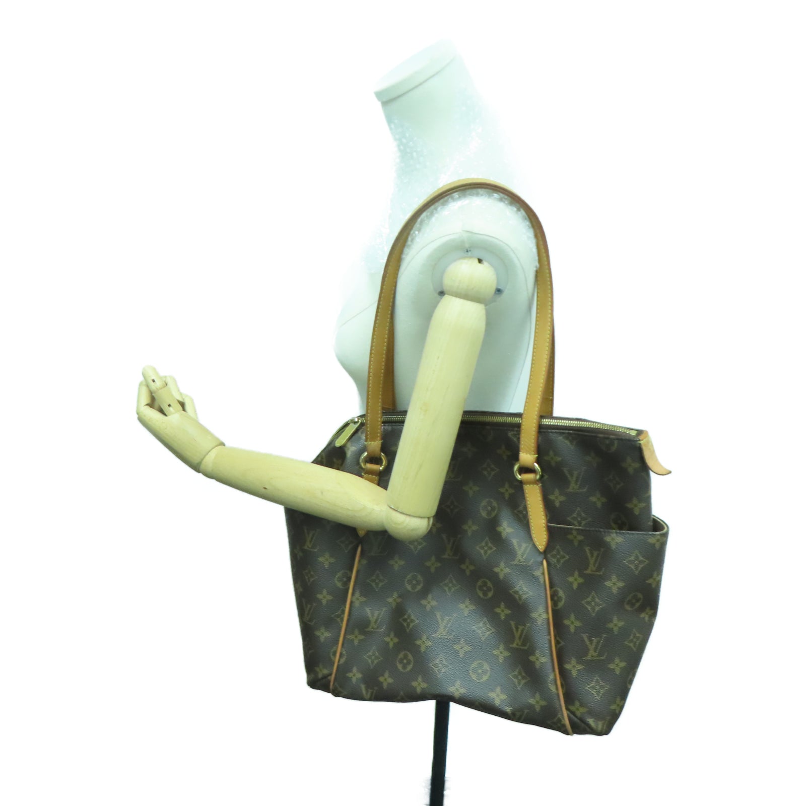 LOUIS VUITTON Monogram Totally MM金扣手挽袋棕色