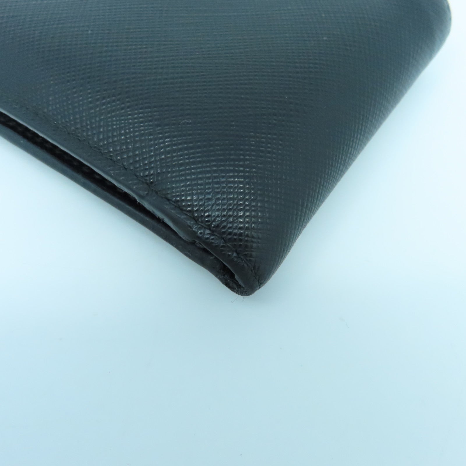 PRADA 牛皮皮革Wallet金扣長錢包黑色