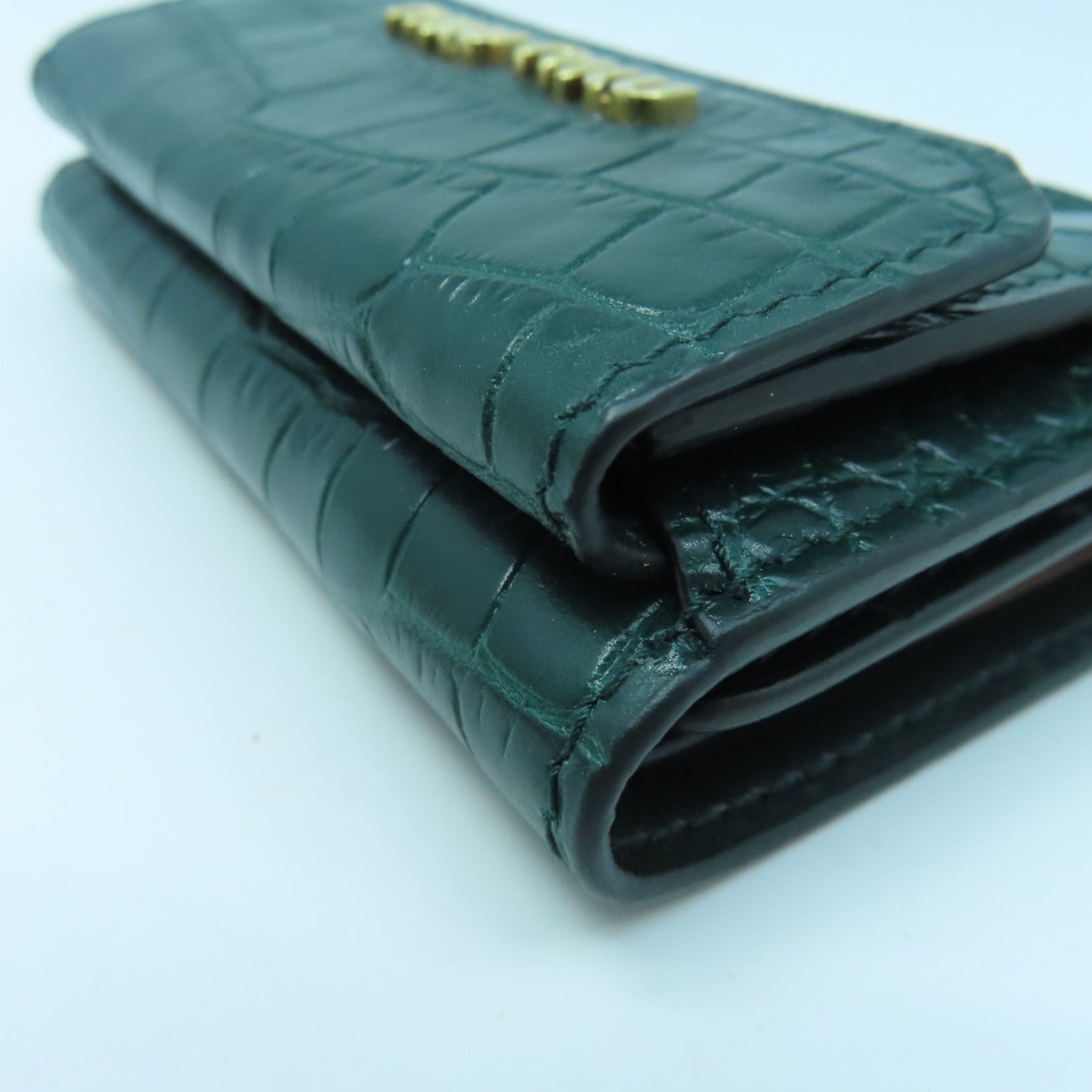Miu Miu 牛皮皮革Three-Fold Wallet銀扣錢包綠色