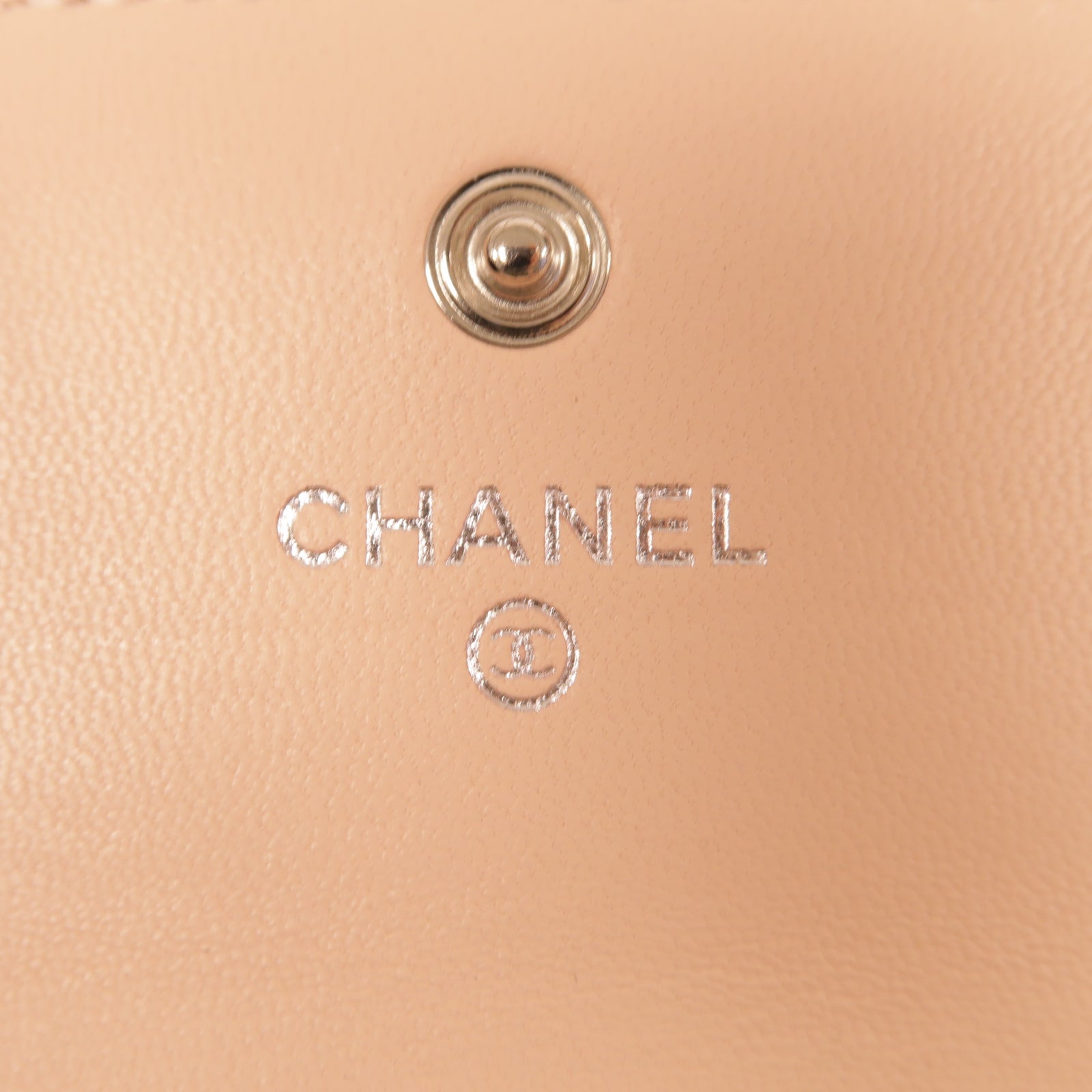 CHANEL 菱格羊皮皮革Card Case銀扣卡片套粉紅色