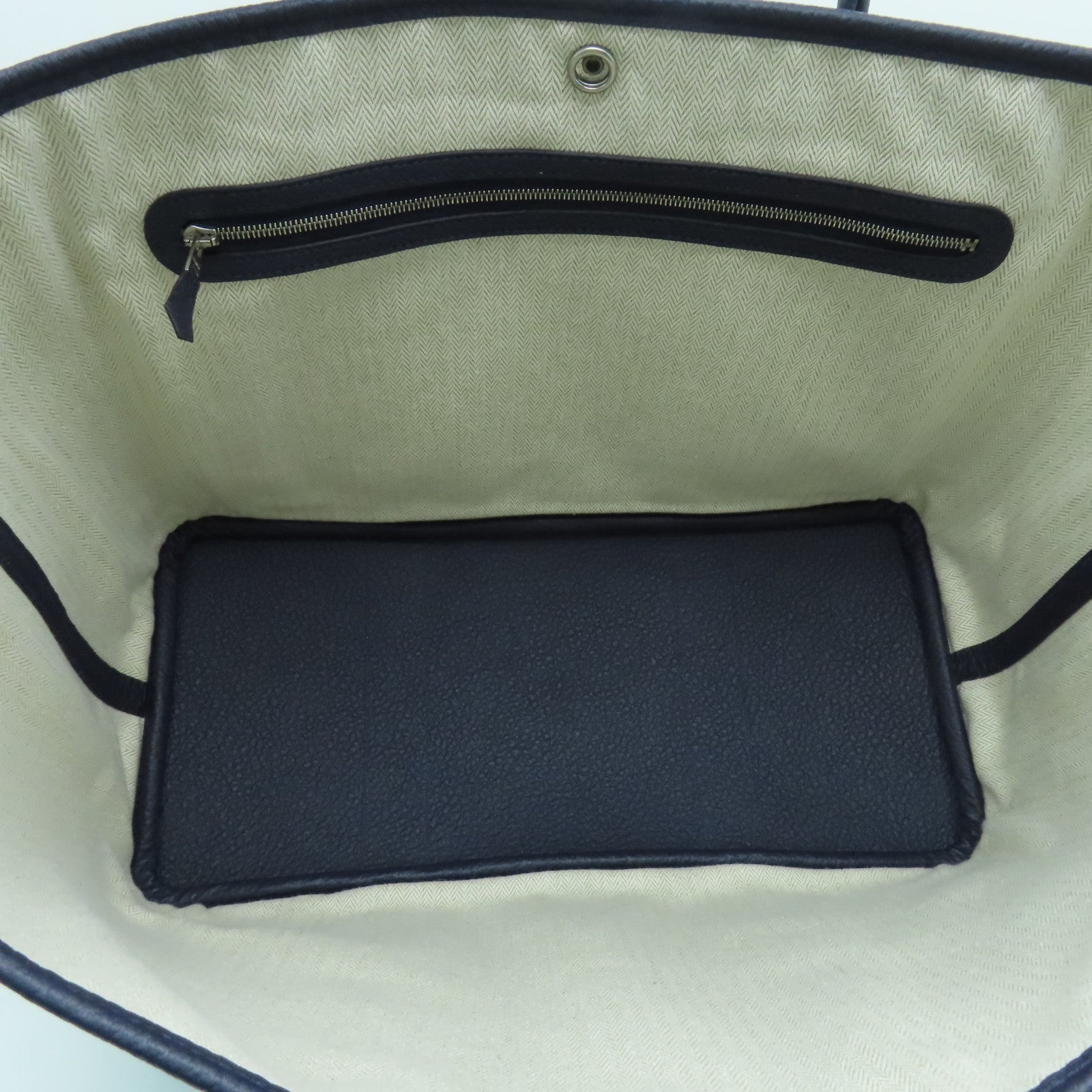 HERMES Country皮革Garden Party PM銀扣手挽袋Bleusaphir深藍色