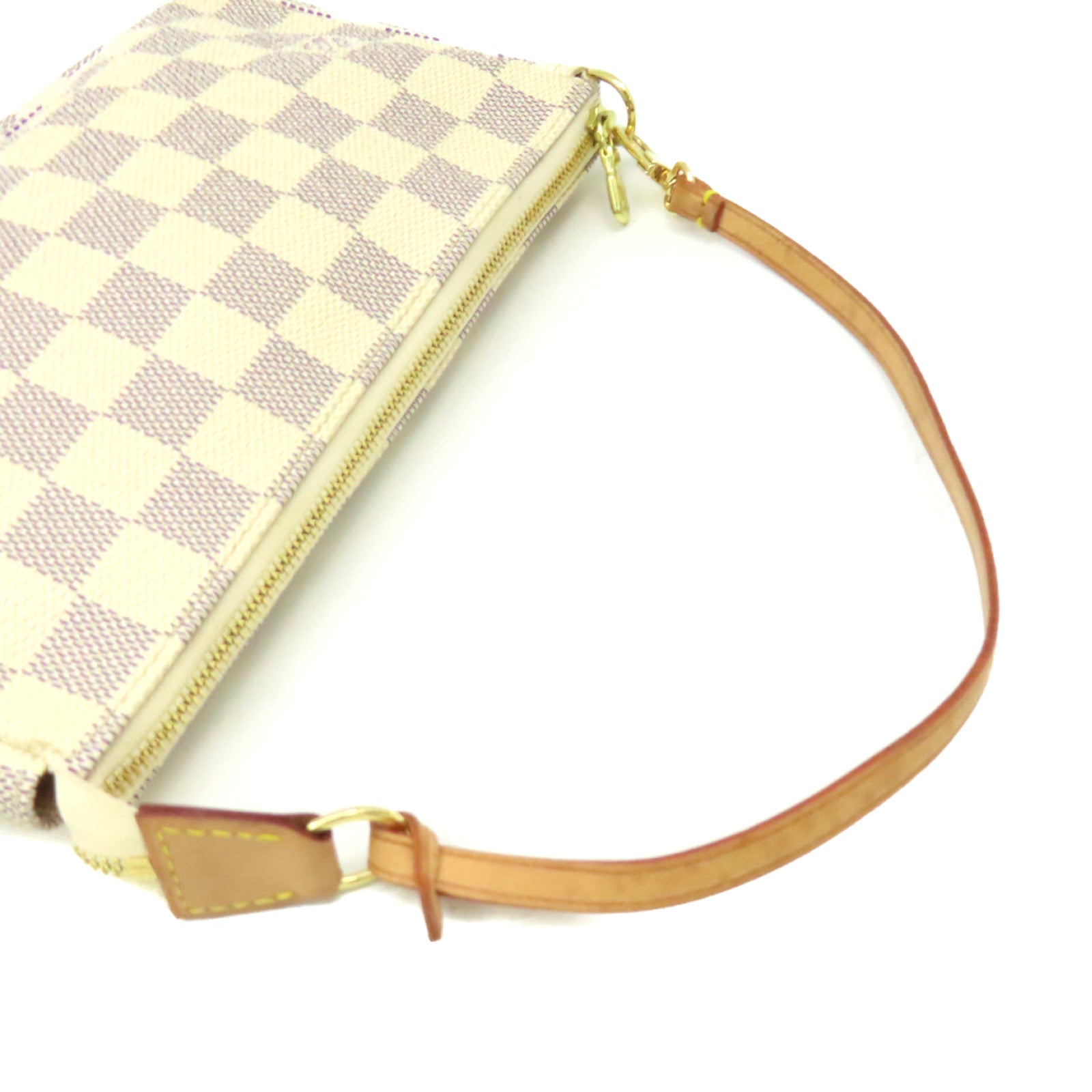 LOUIS VUITTON Damier Azur Pochette Accessories Pouch金扣手拿包米白色