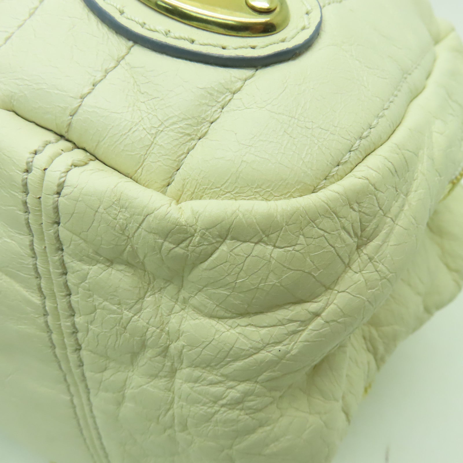 Chloe 牛皮皮革Handbag金扣手挽袋米白色