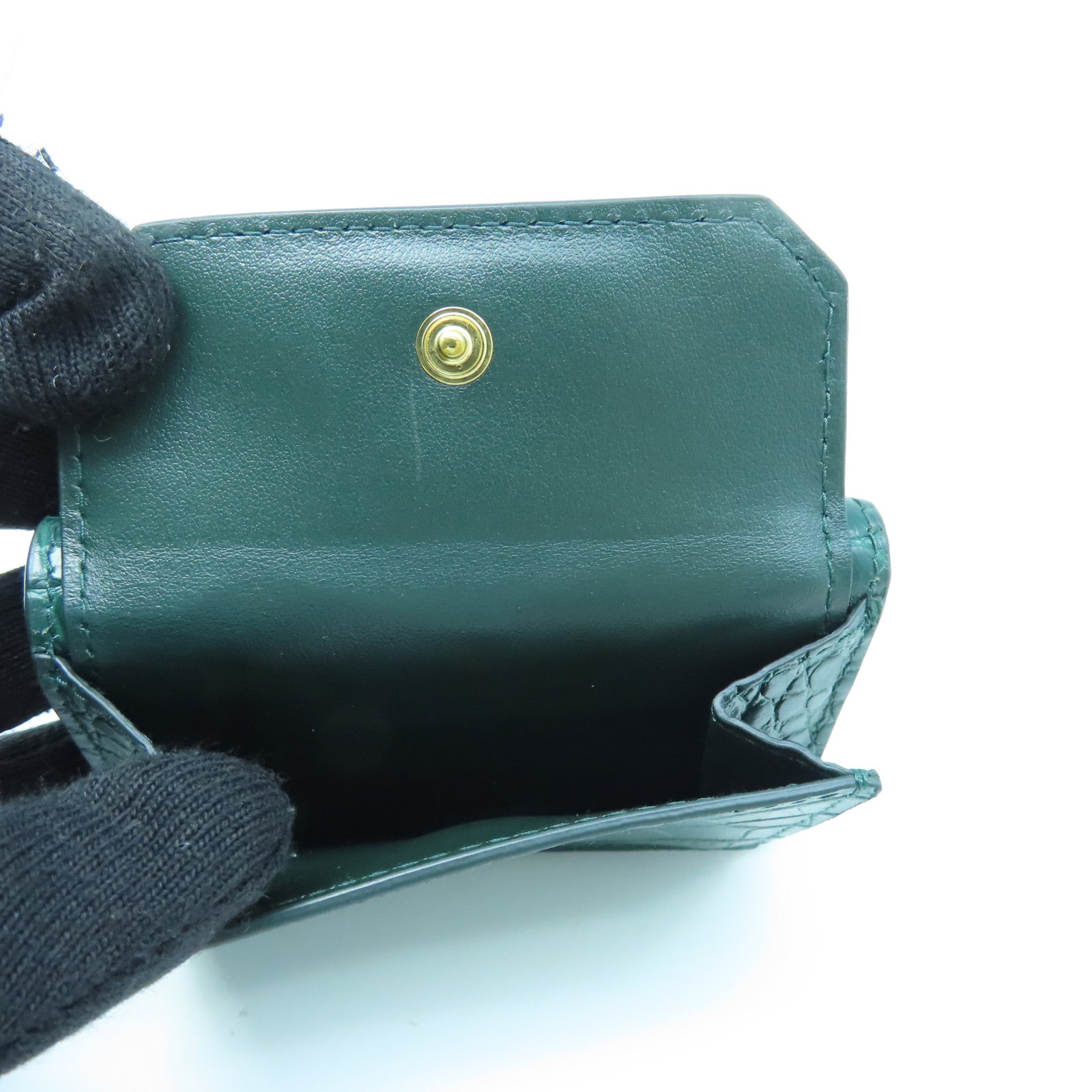Miu Miu 牛皮皮革Three-Fold Wallet銀扣錢包綠色