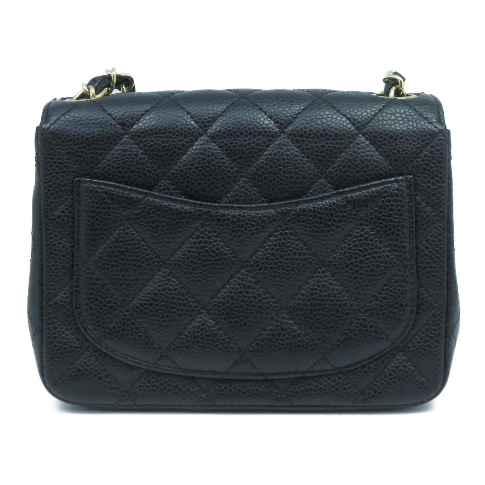 CHANEL 菱格牛皮皮革Chain Shoulder Bag金扣鏈帶肩背袋黑色