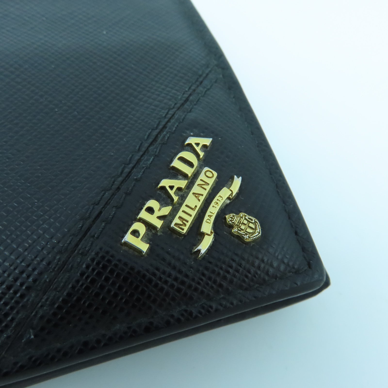 PRADA 牛皮皮革Wallet金扣長錢包黑色