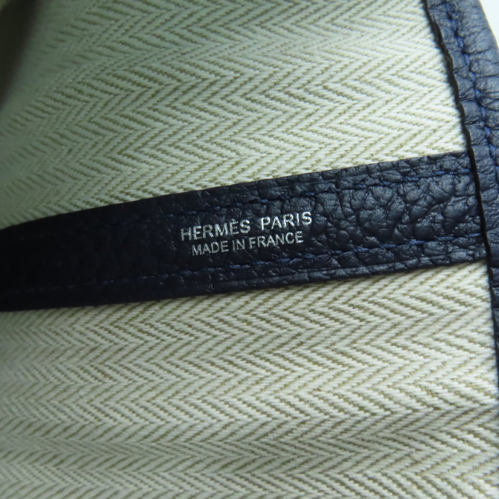HERMES Country皮革Garden Party PM銀扣手挽袋Bleusaphir深藍色