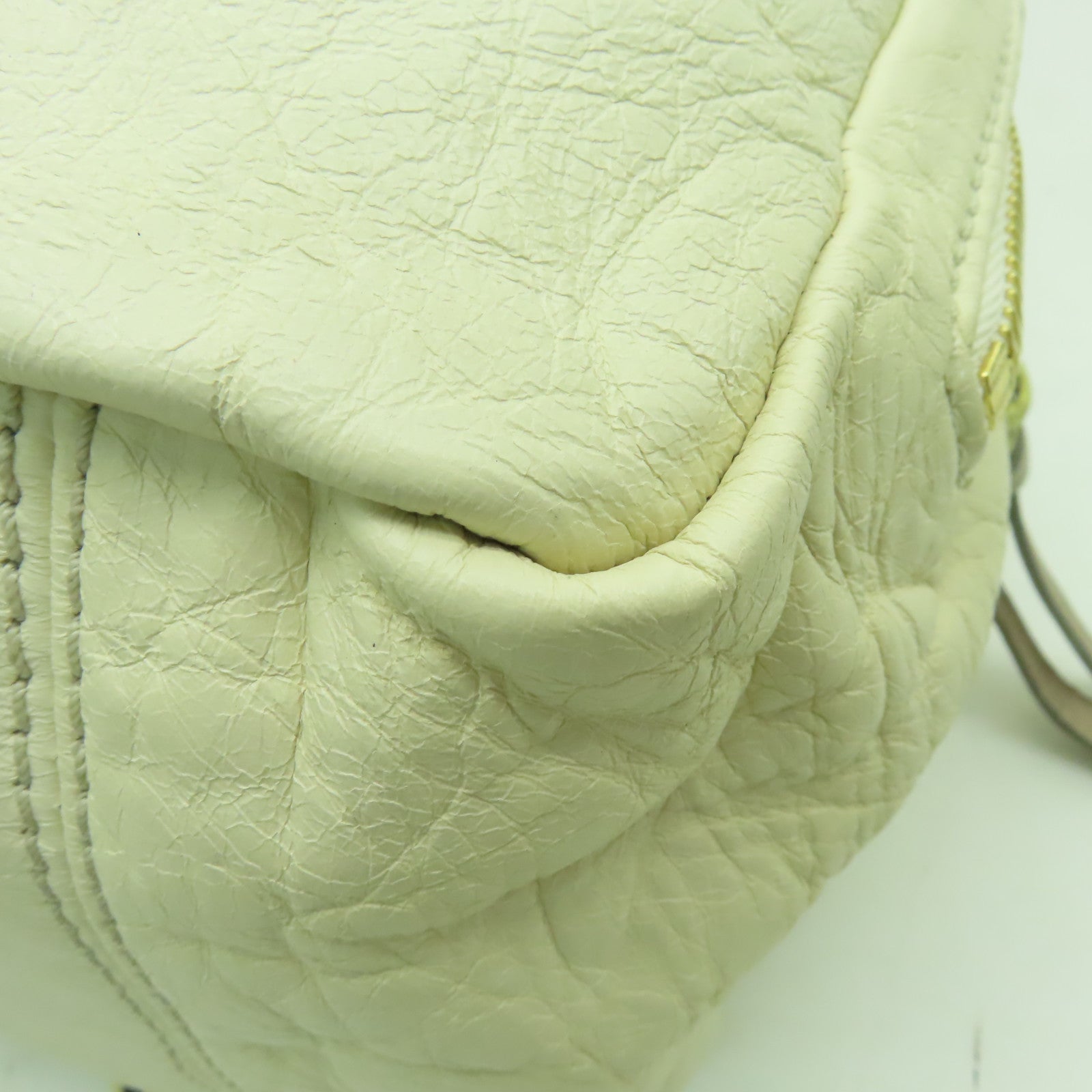 Chloe 牛皮皮革Handbag金扣手挽袋米白色