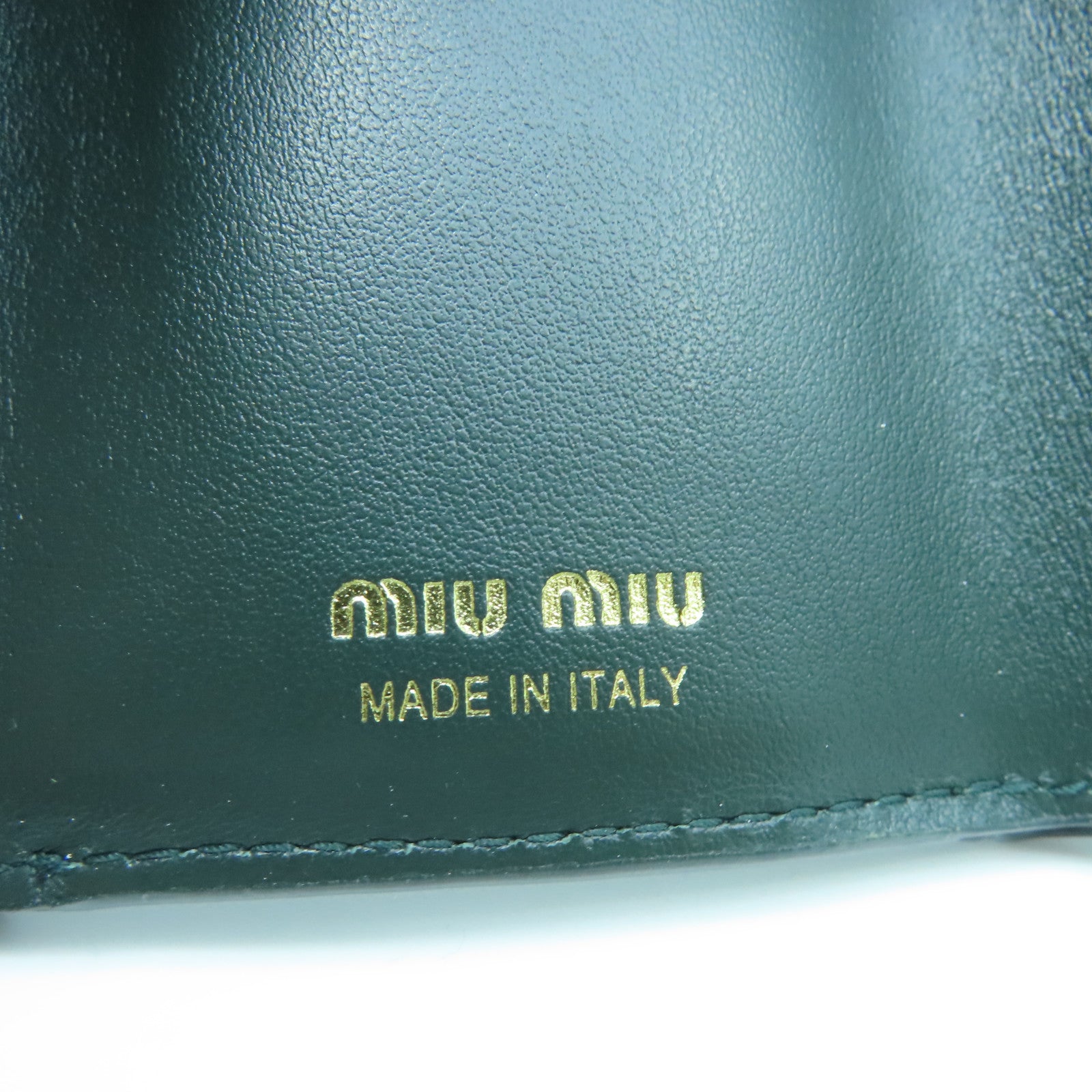 Miu Miu 牛皮皮革Three-Fold Wallet銀扣錢包綠色