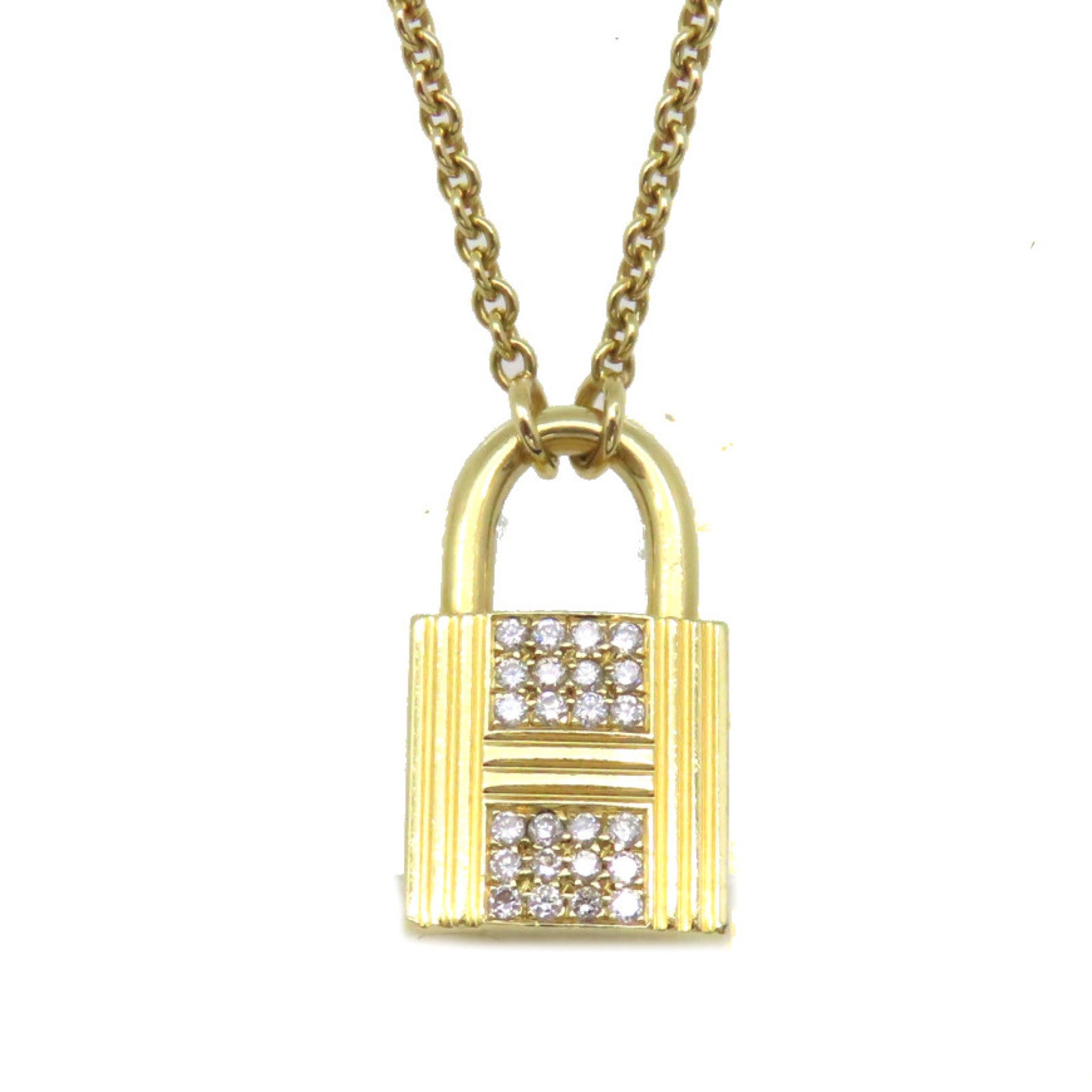 HERMES 18K黃金/鑽石Kelly Cadenas Pendant項鏈金色